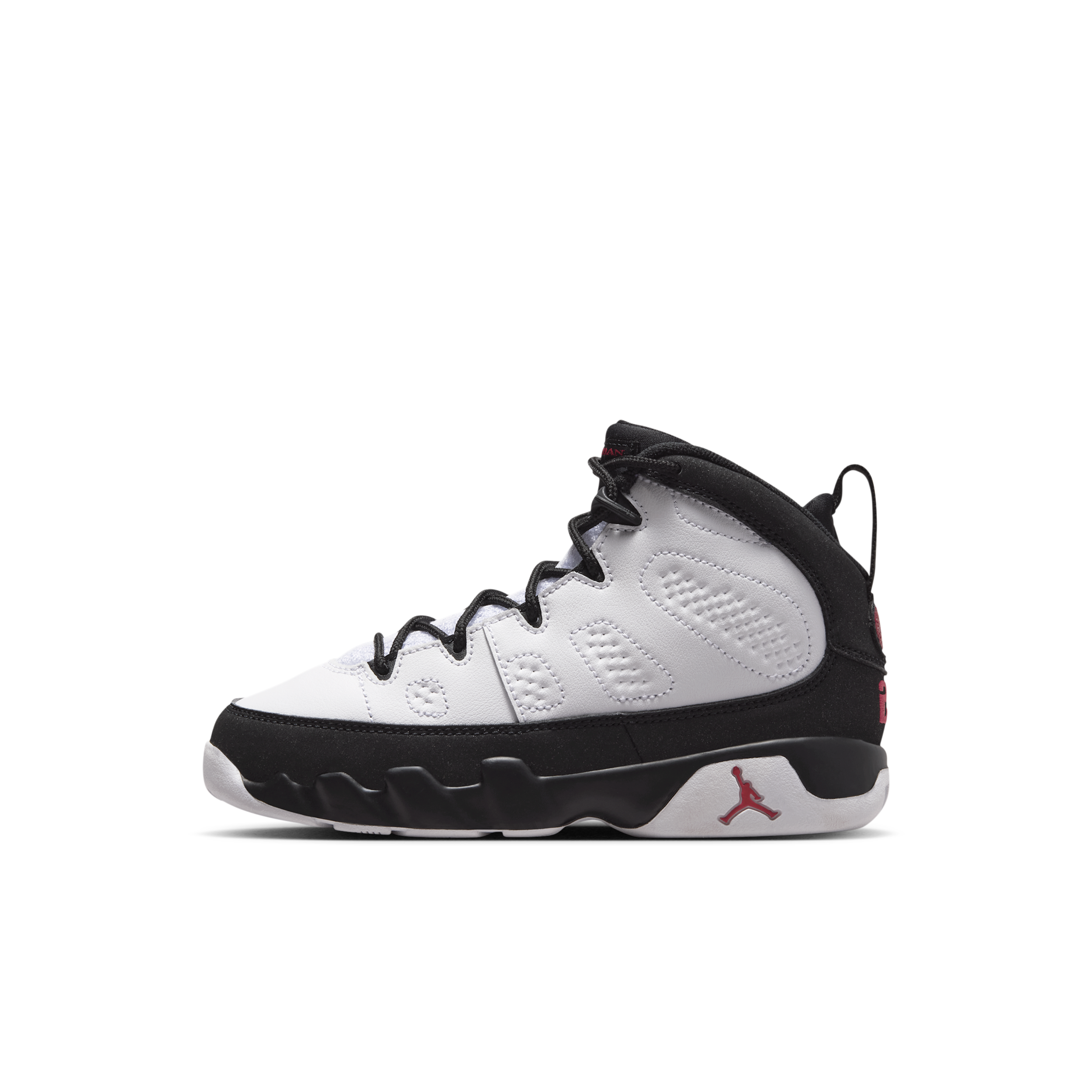 Air Jordan Kids' Preschool 9 Retro "White and Black" Basketball Shoes, Size 2.5, White/Red/Black