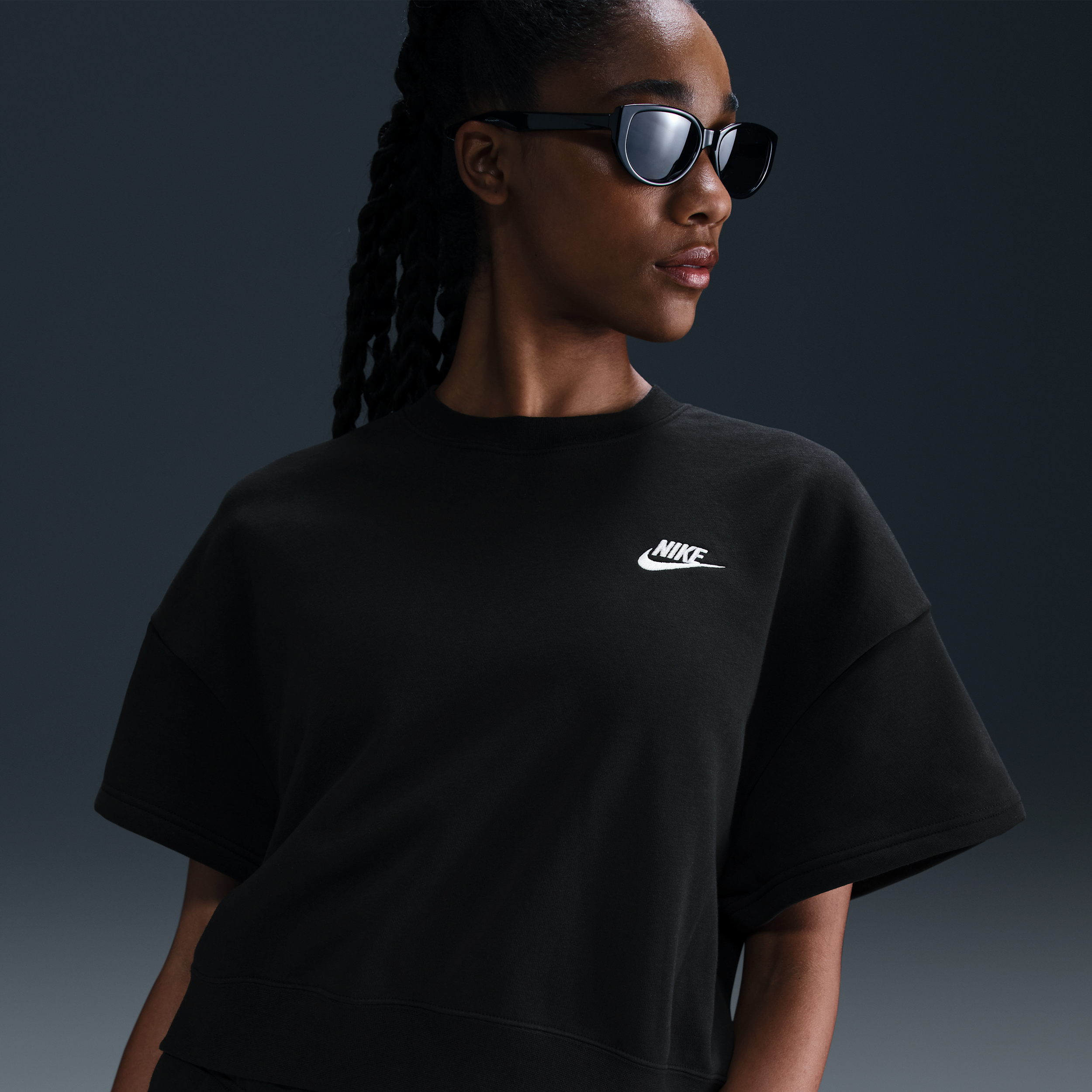 Nike Women's Sportswear Club Fleece Loose Top In Black