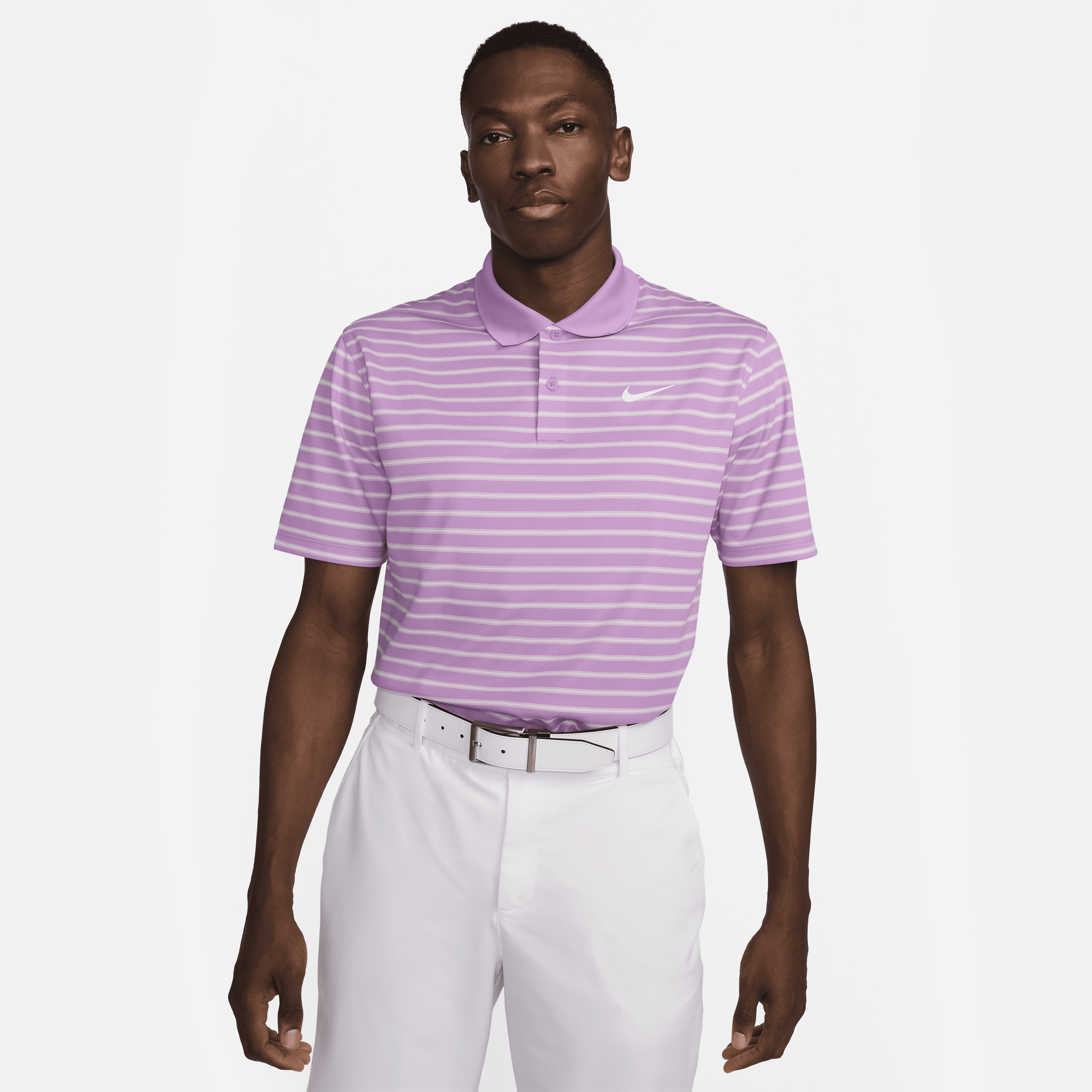 Shop Nike Men's Dri-fit Victory Striped Golf Polo In Purple