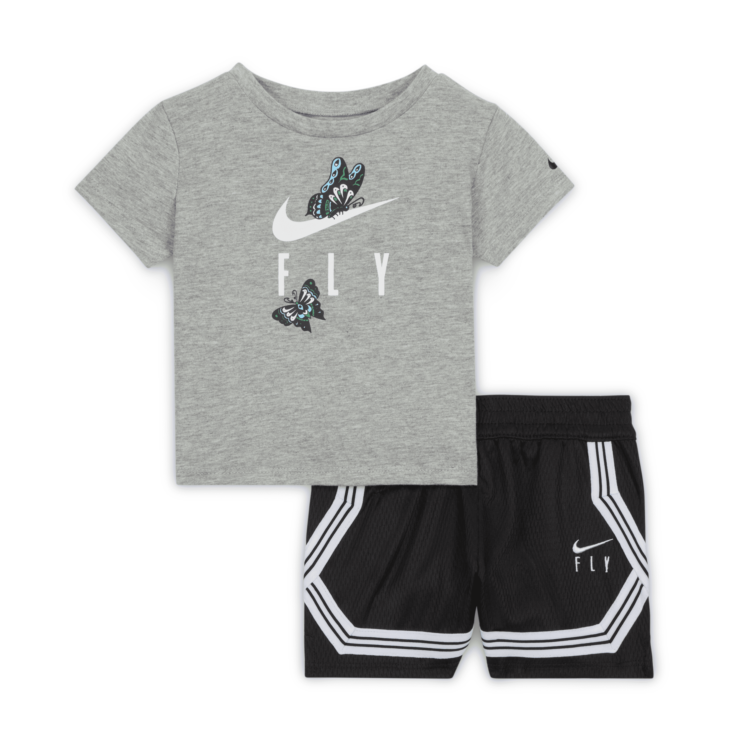 Nike Dry-fit Fly Crossover Baby (12-24m) 2-piece T-shirt Set In Black