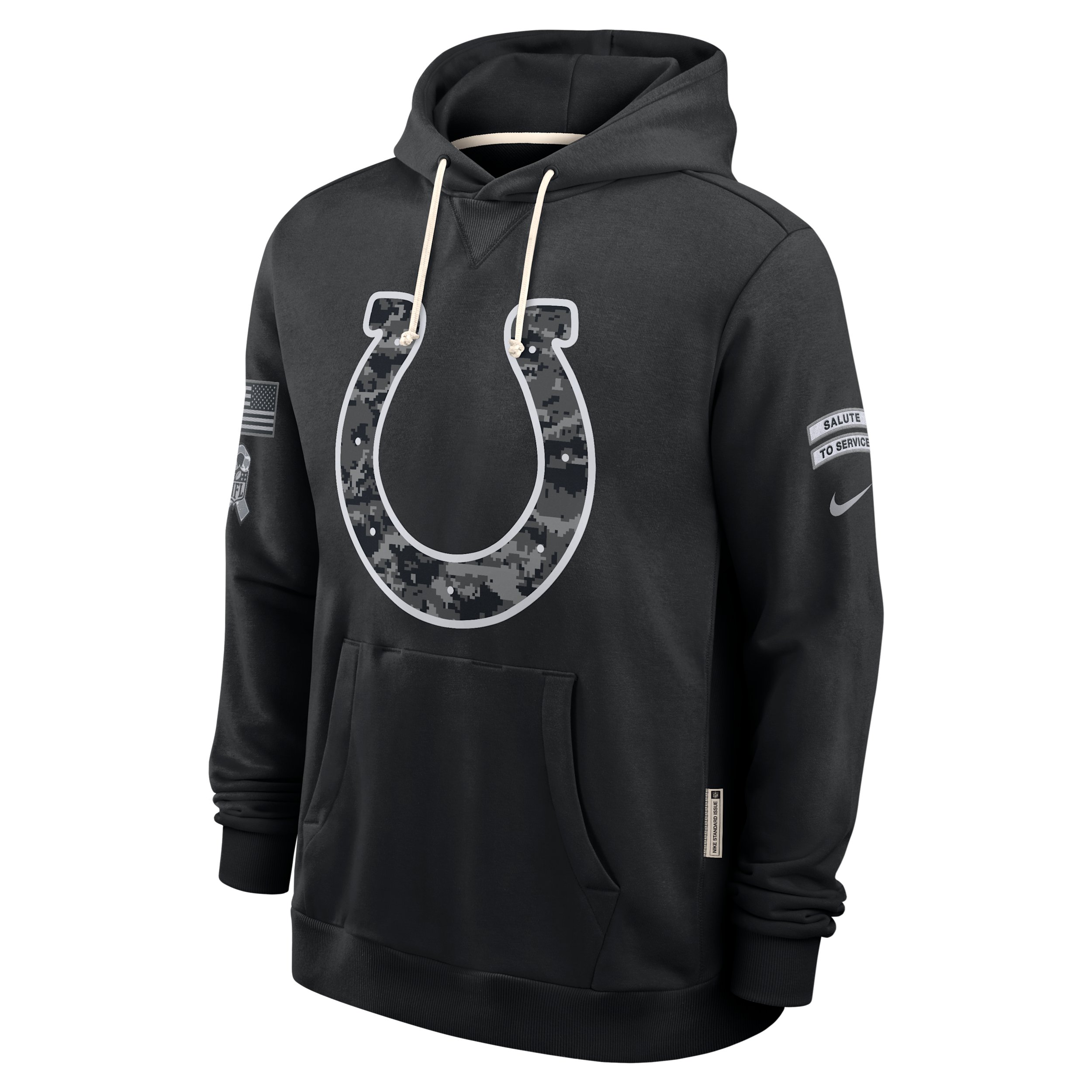 Indianapolis Colts Salute to Service Sideline Nike Men's Dri-FIT NFL Pullover Hoodie in Black | 03AZ00AA2E-CYB