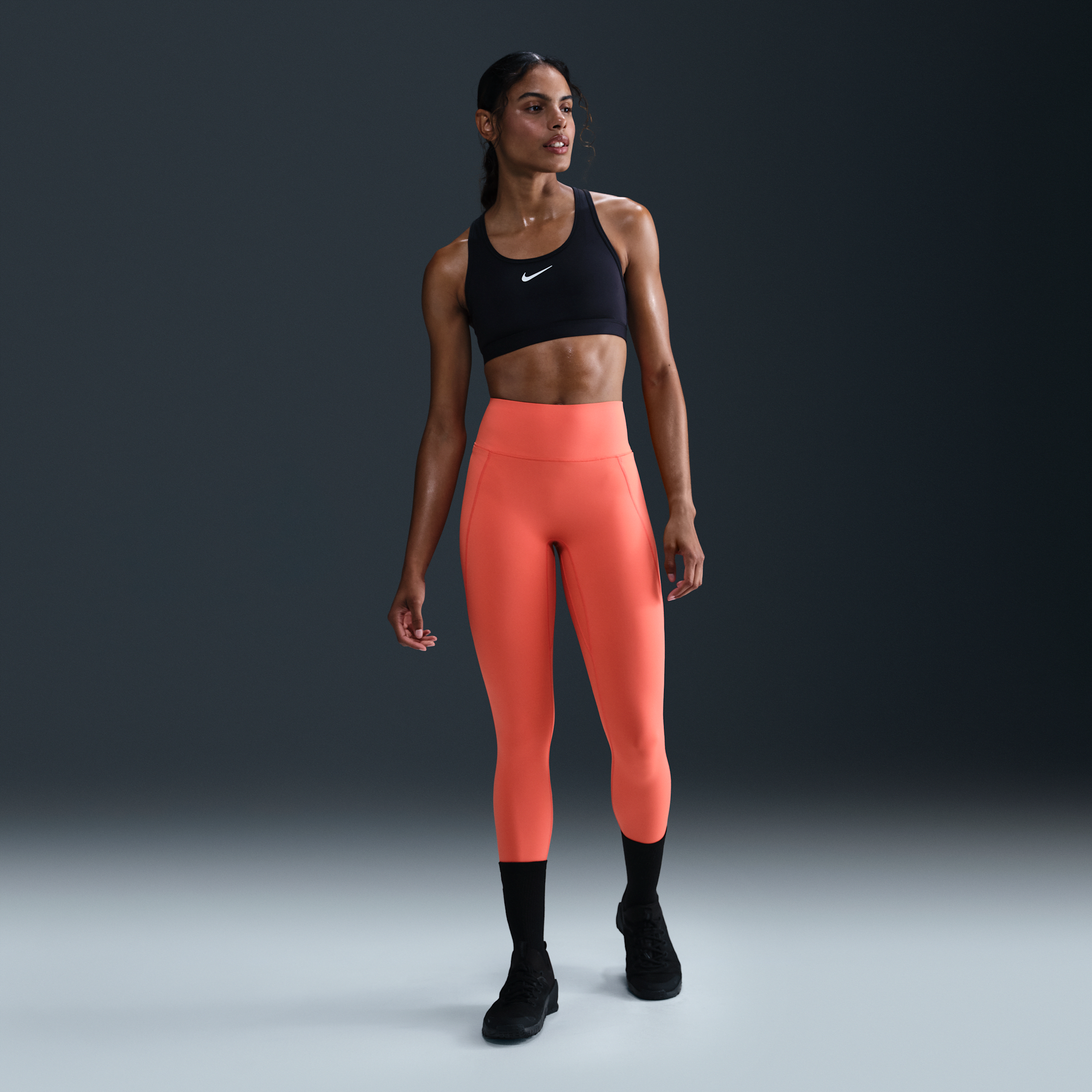 Nike Women's Universa Medium-support High-waisted 7/8 Leggings With Pockets In Orange