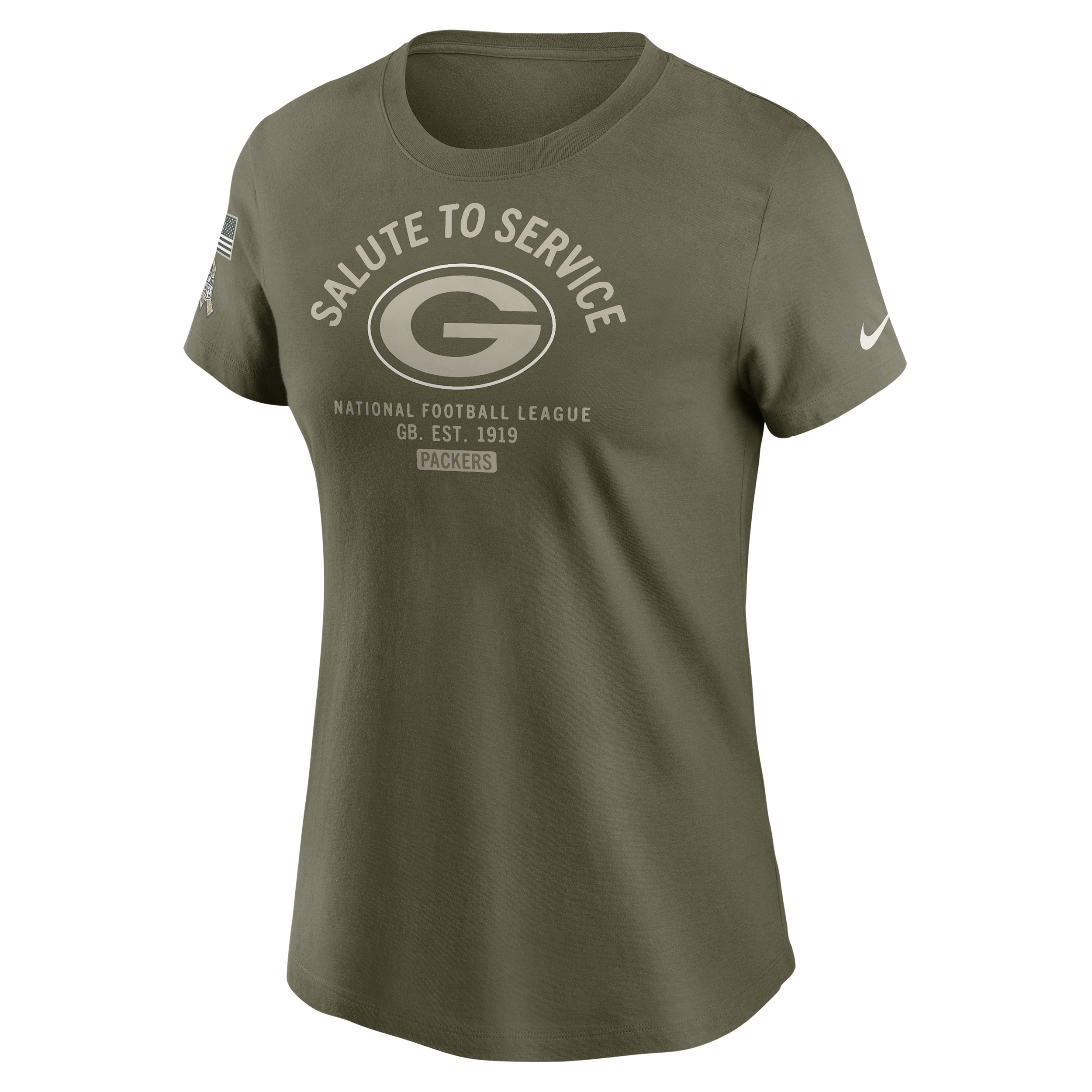 Nike Green Bay Packers Salute To Service Sideline  Women's Nfl T-shirt In Brown
