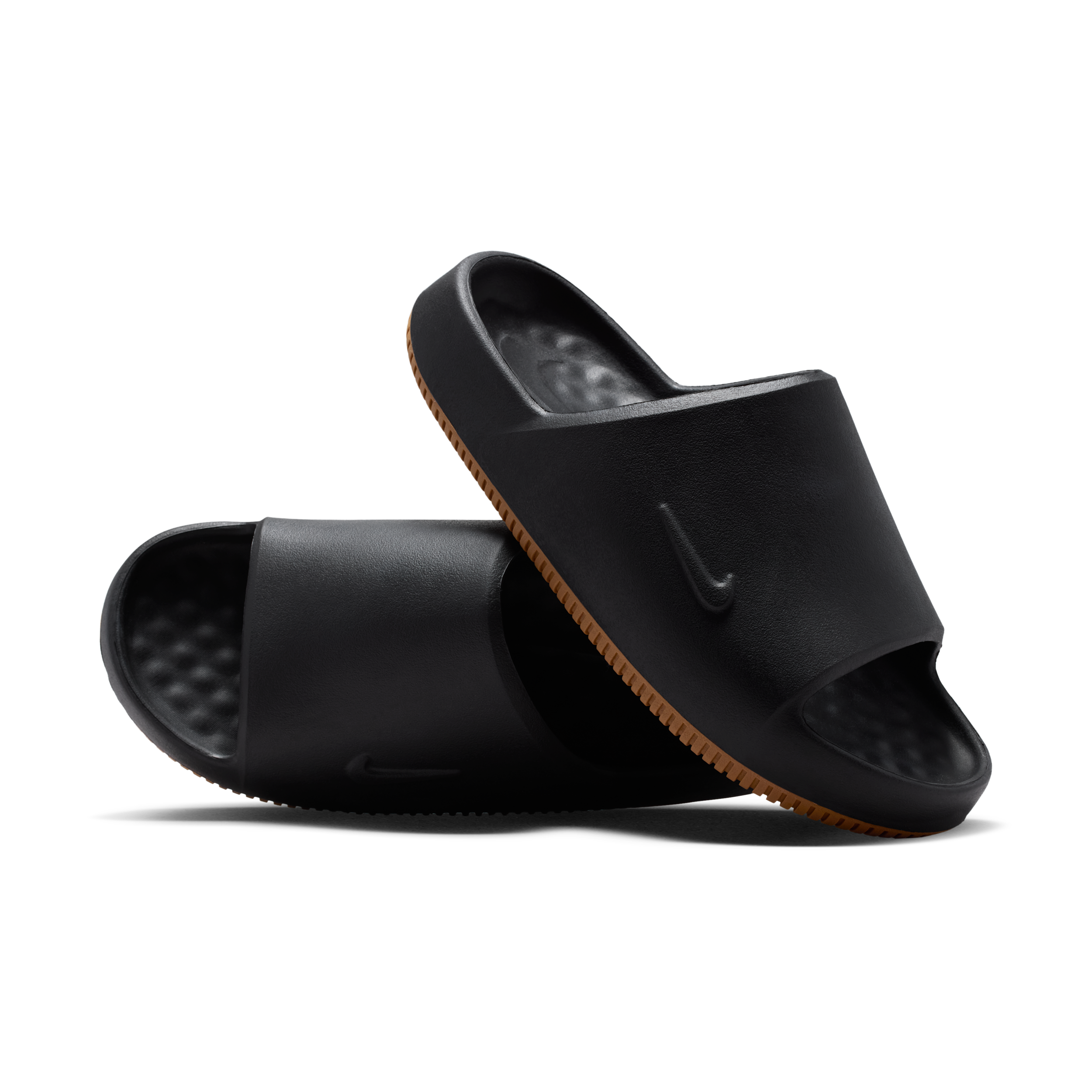 Nike Men's Calm 2.0 Slides, Size 7, Black/Gum Med Brown