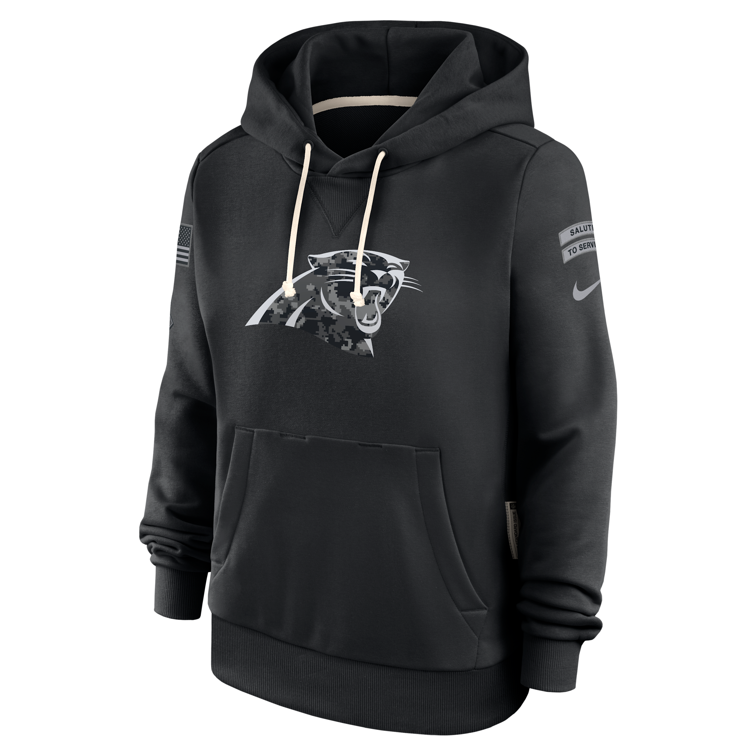 Carolina Panthers Salute to Service Sideline Nike Women's Dri-FIT NFL Pullover Hoodie in Black | 03C300AA25-CYB