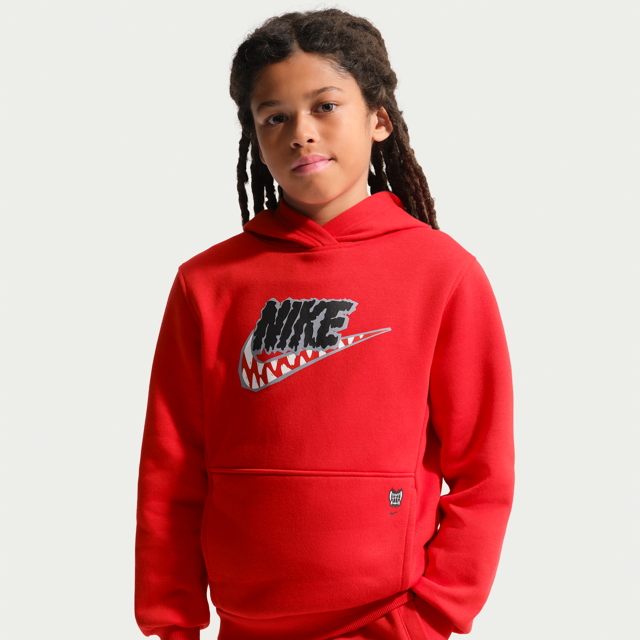 Nike Sportswear Club "Werewolf" Big Kids' Fleece Hoodie in Red | IZ1450-657