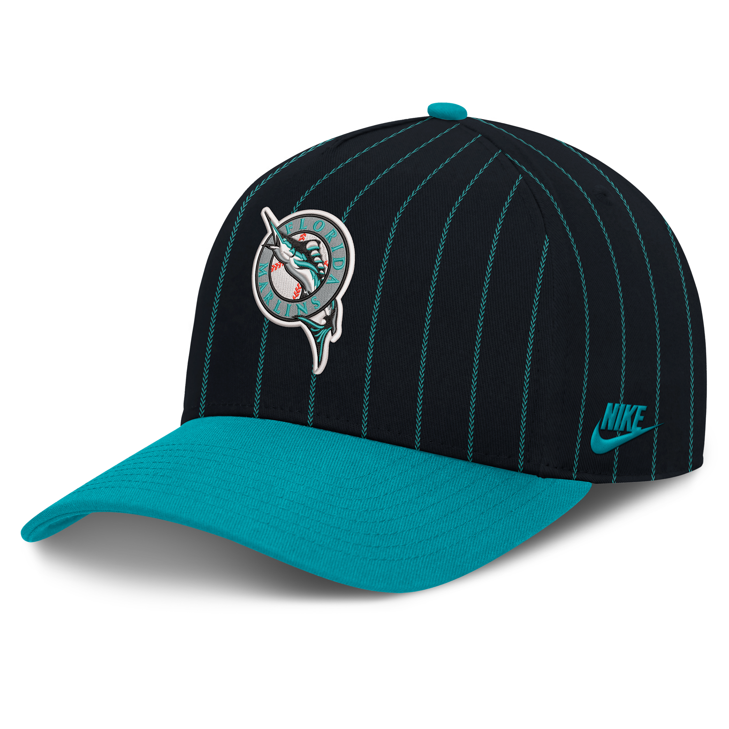 Florida Marlins Cooperstown Rise Nike Men's MLB A-Frame Adjustable Hat in Black | NB1D03KBFMV-JC9