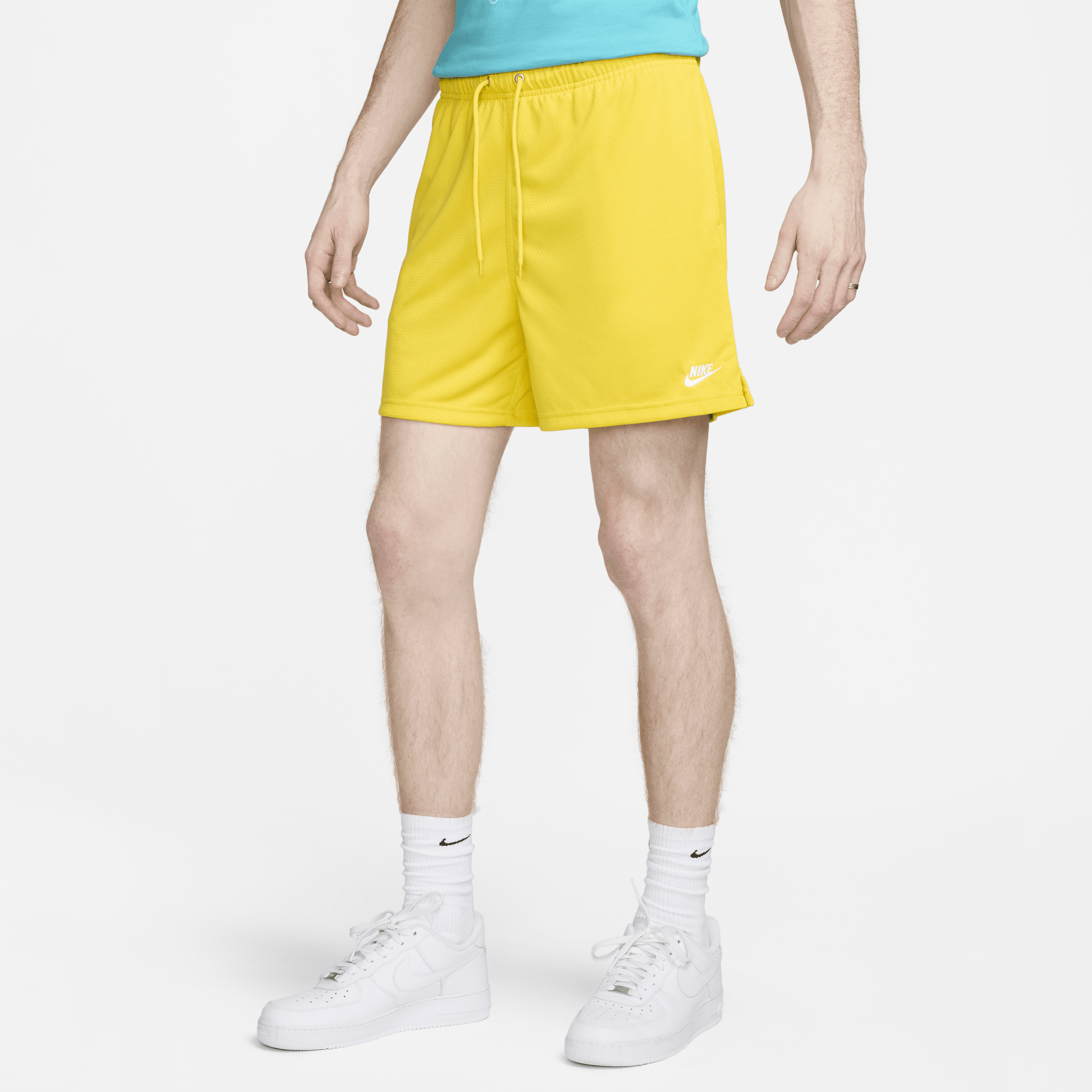 Shop Nike Men's Club Mesh Flow Shorts In Yellow