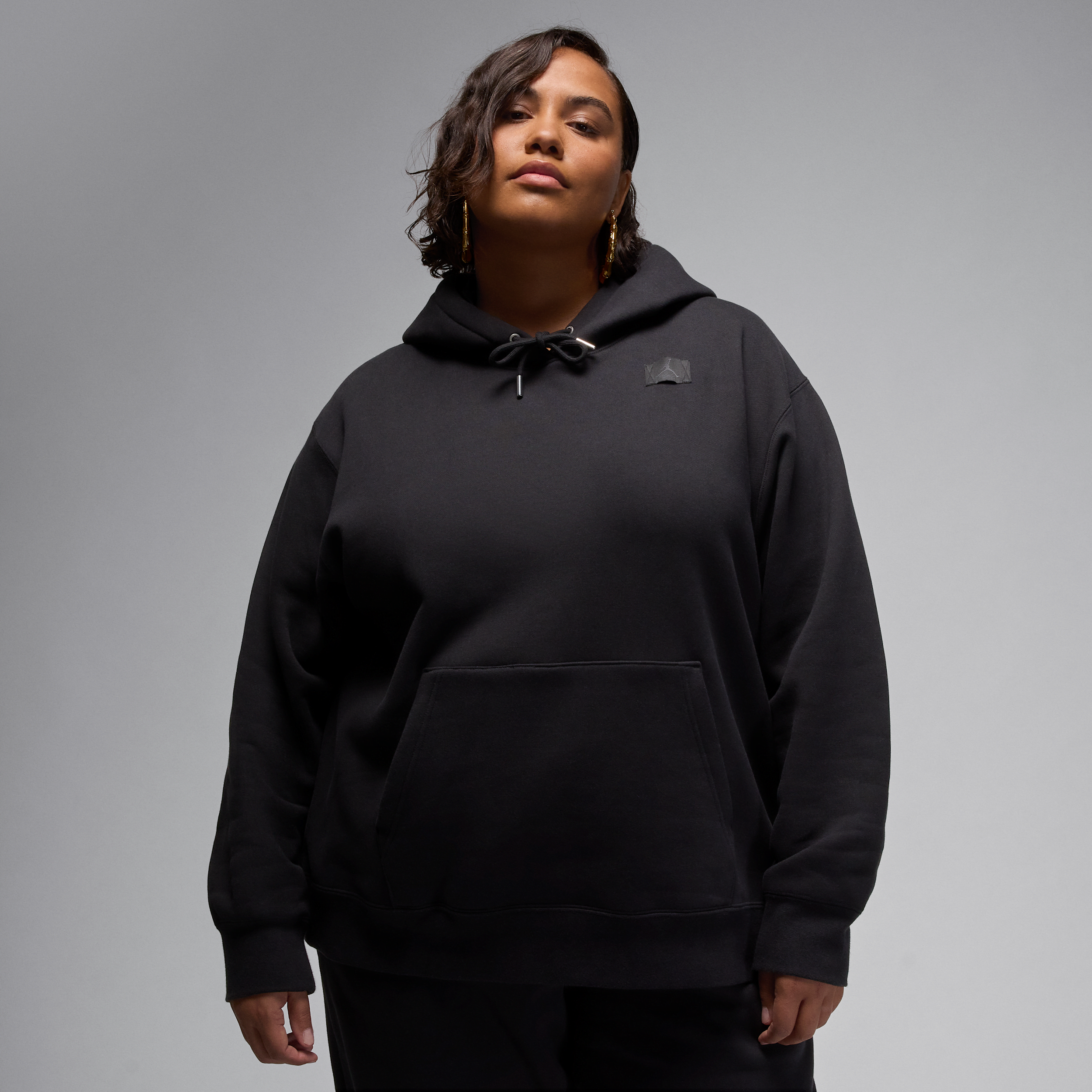 Jordan Women's Flight Fleece Satin-lined Pullover Hoodie (plus Size) In Black