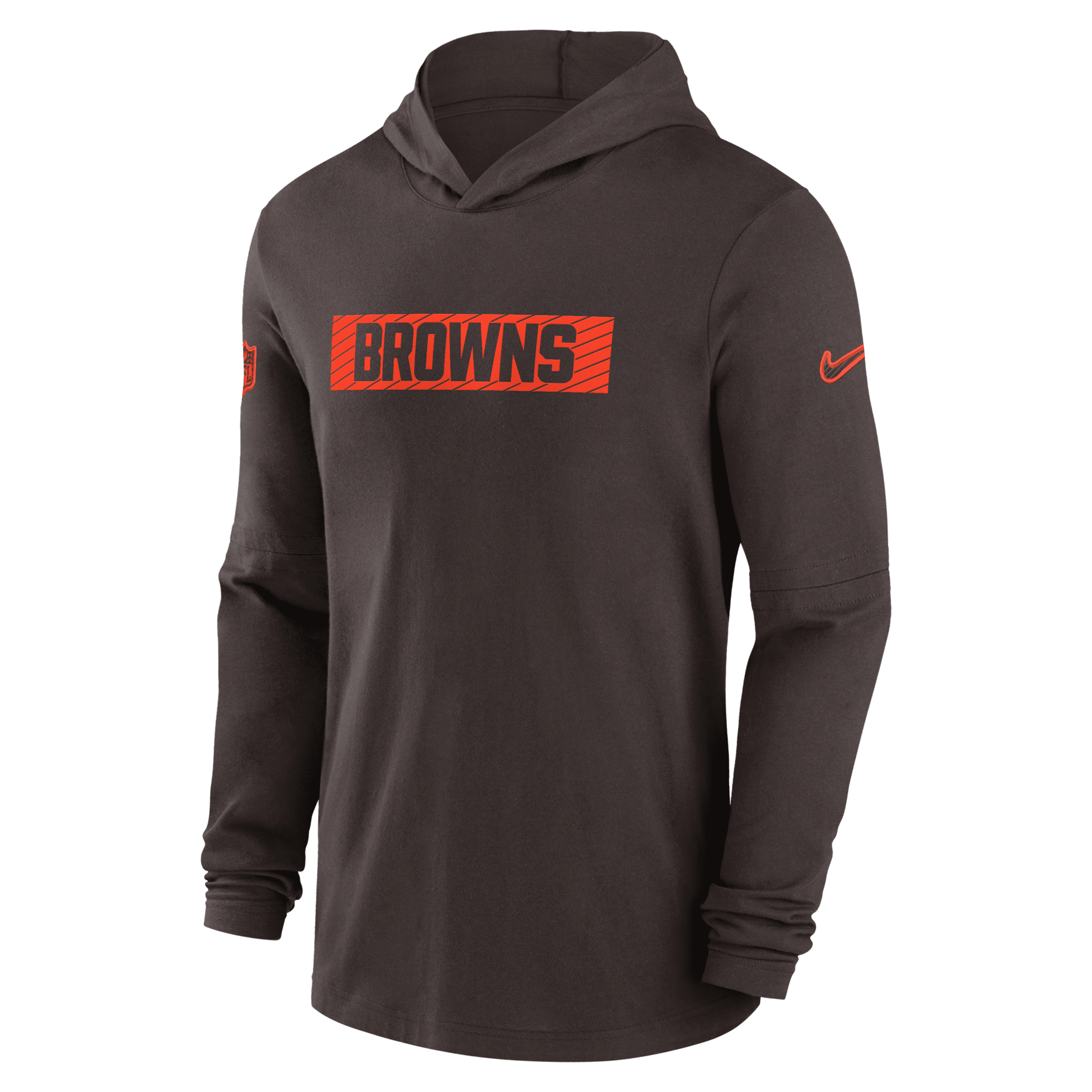Nike Men's Brown Cleveland Browns Sideline Hoodie Performance Long Sleeve T-shirt In Brown