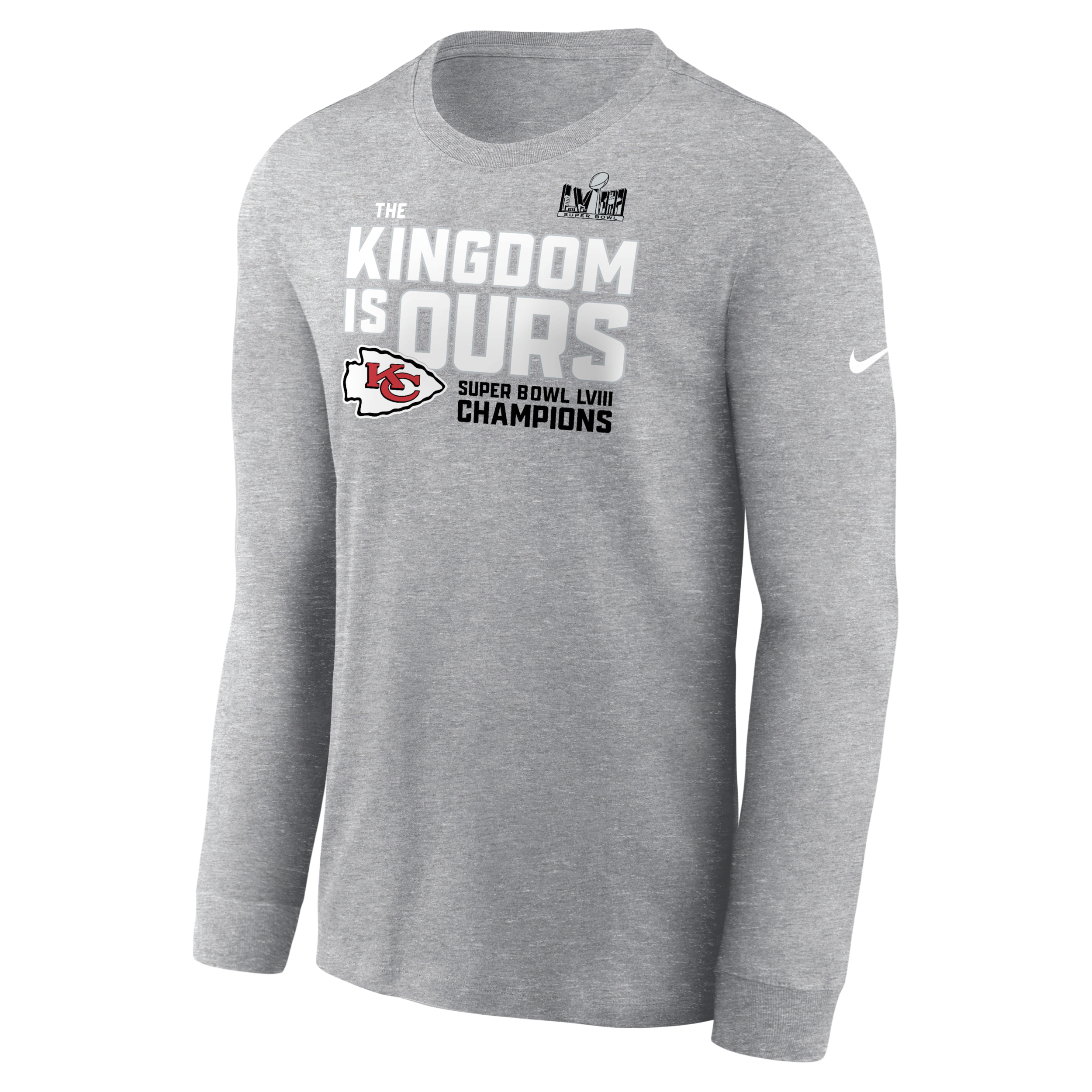 Shop Nike Kansas City Chiefs Super Bowl Lviii Champions Local  Men's Nfl Long-sleeve T-shirt In Grey