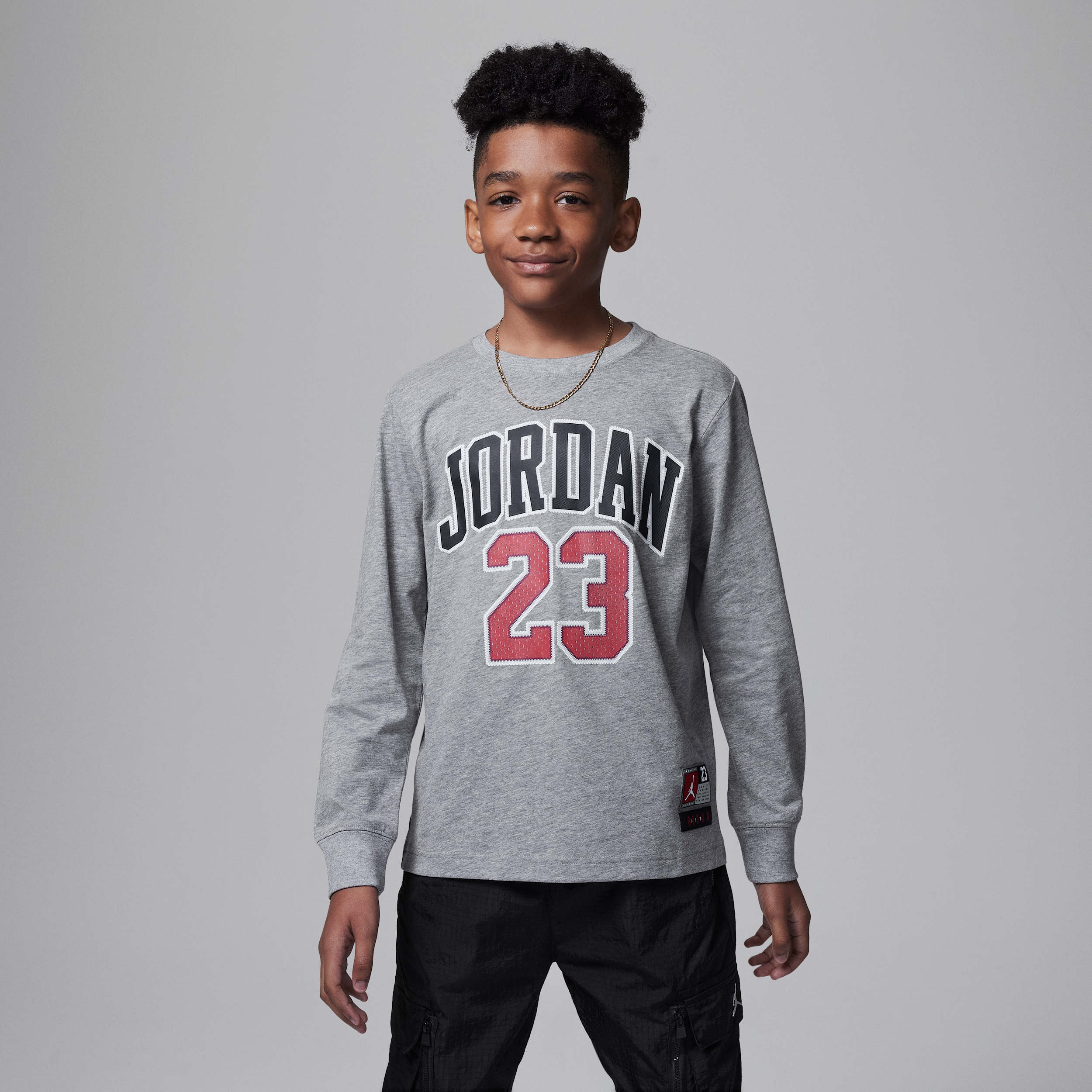 Jordan Practice Flight Long Sleeve Tee Big Kids T-shirt In Grey