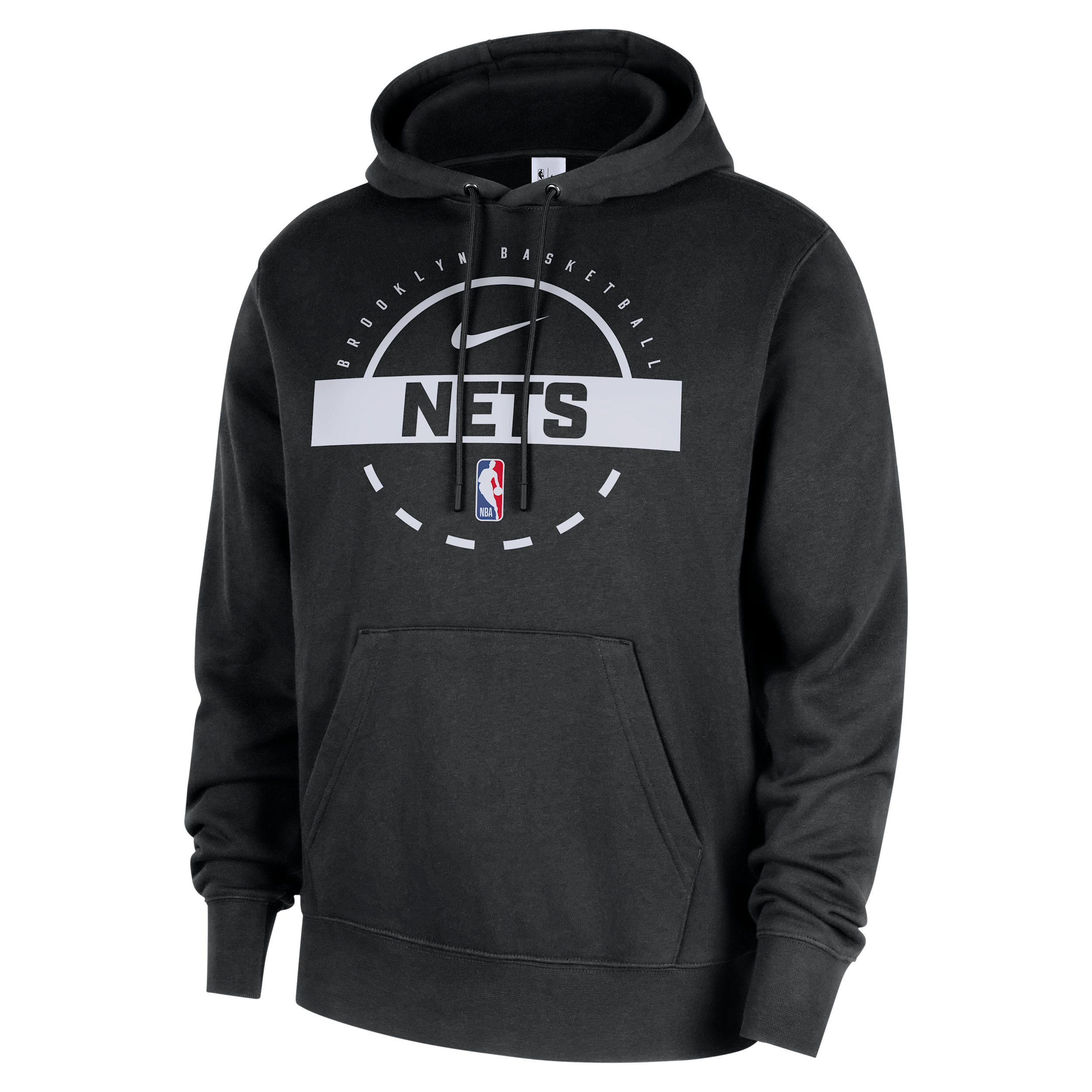 Nike Brooklyn Nets Club  Men's Nba Practice Pullover Hoodie In Black