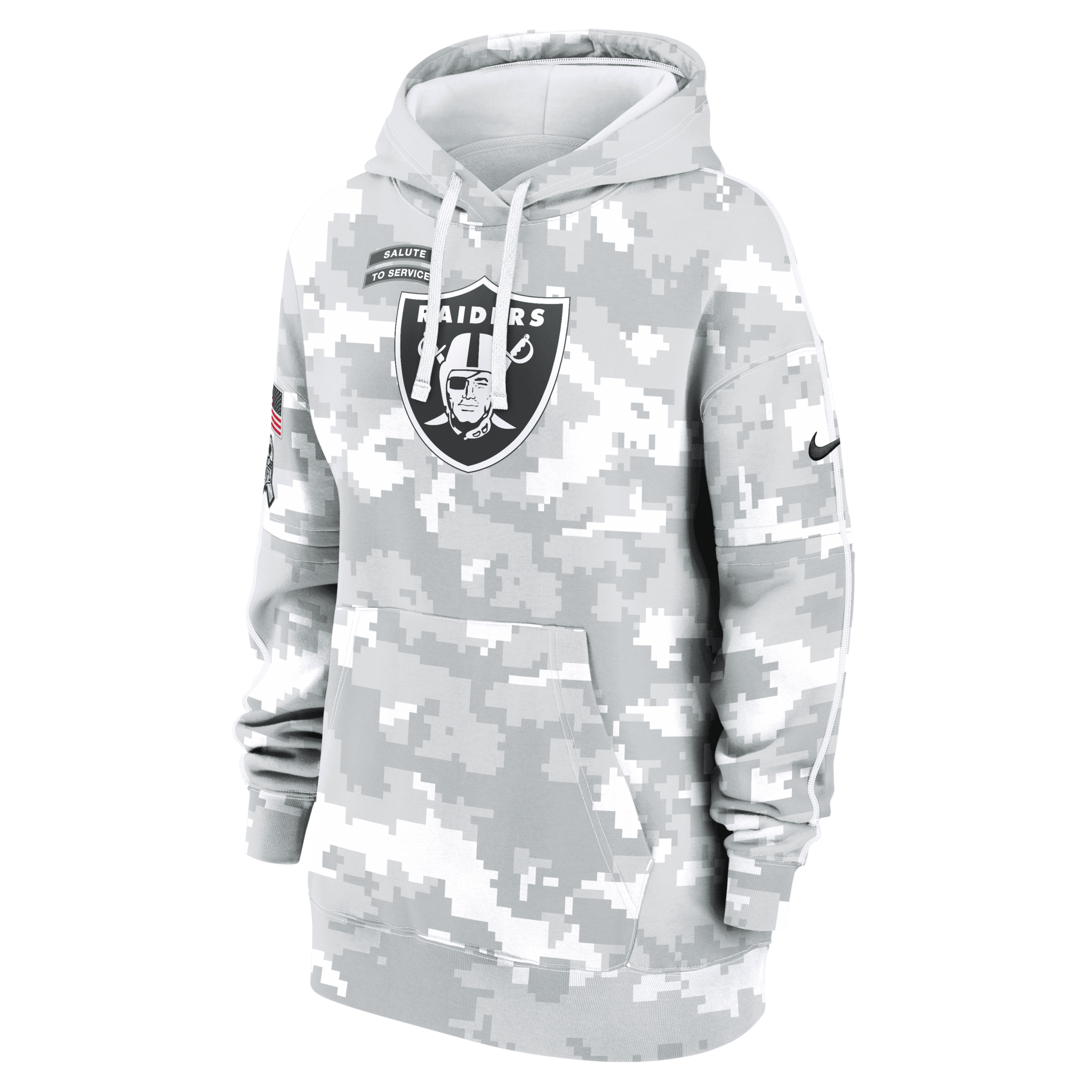 Nike Las Vegas Raiders Salute To Service Primary Edge Club Women's Nfl Pullover Hoodie In White