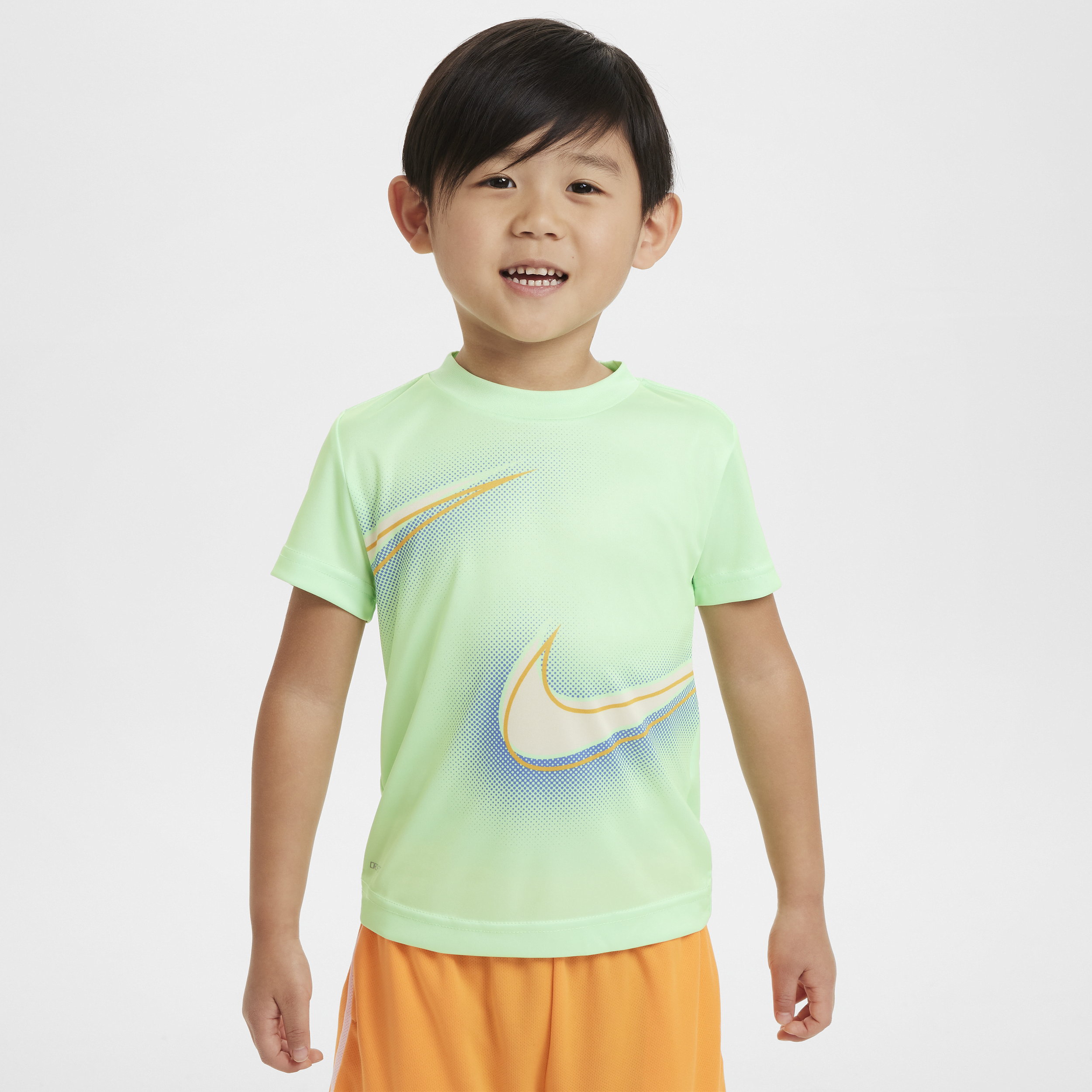 Shop Nike Dri-fit Toddler Stacked Up Swoosh T-shirt In Green