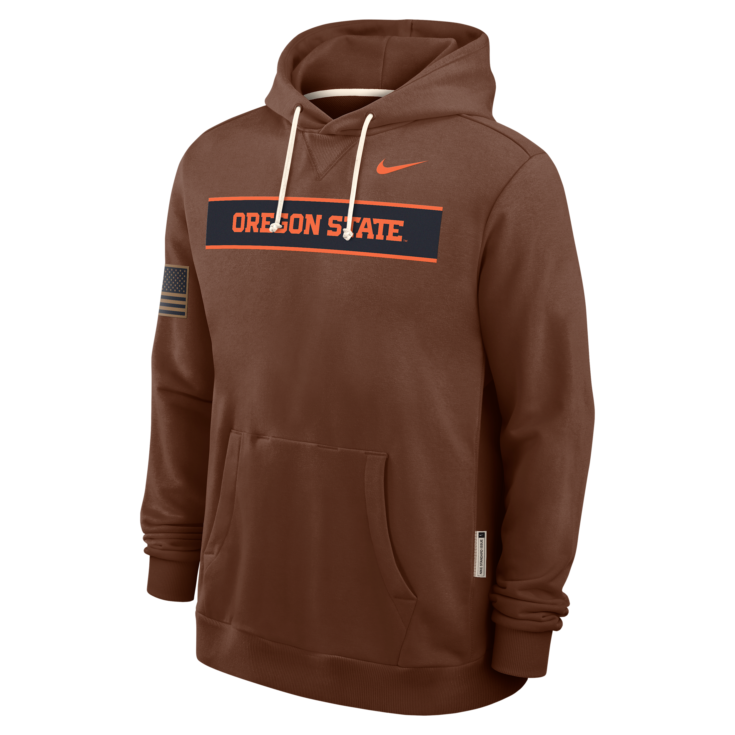 Oregon State 2026 Military Appreciation Nike Men's Dri-FIT College Long-Sleeve Hooded Top in Brown | IV9912-255