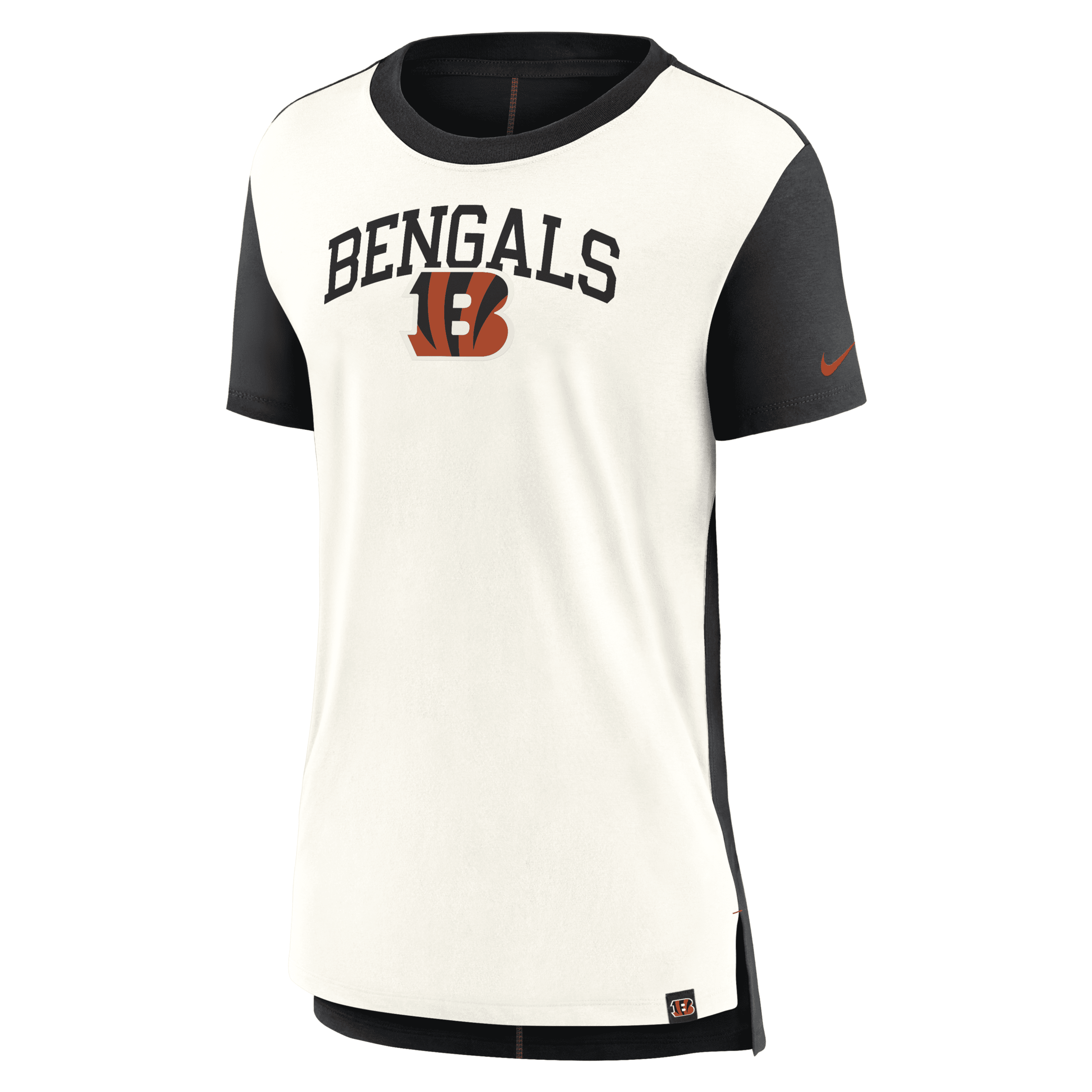Nike Women's Cream/black Cincinnati Bengals Wordmark Tri-blend T-shirt In Black