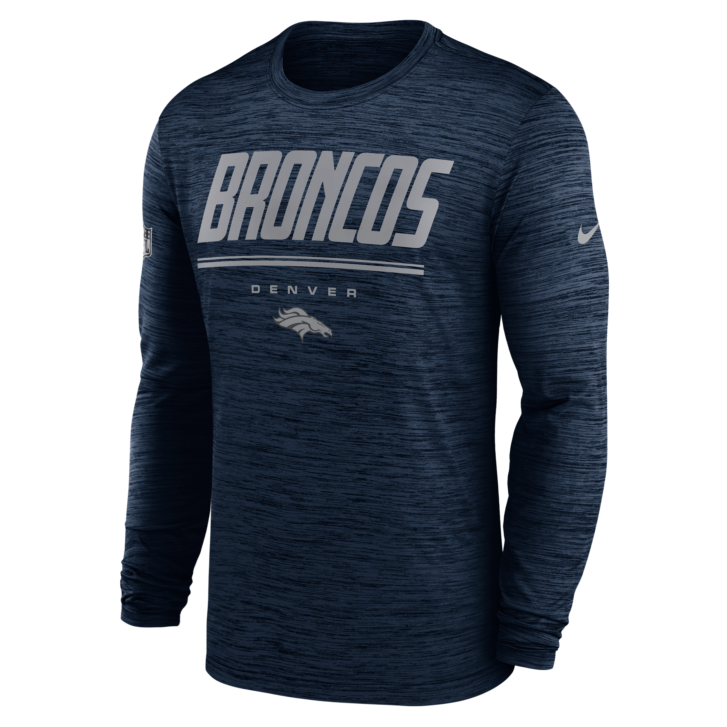 Denver Broncos Sideline Team Issue Velocity Nike Men's Dri-FIT NFL Long-Sleeve T-Shirt in Blue | 02EQ41S8W-CH4