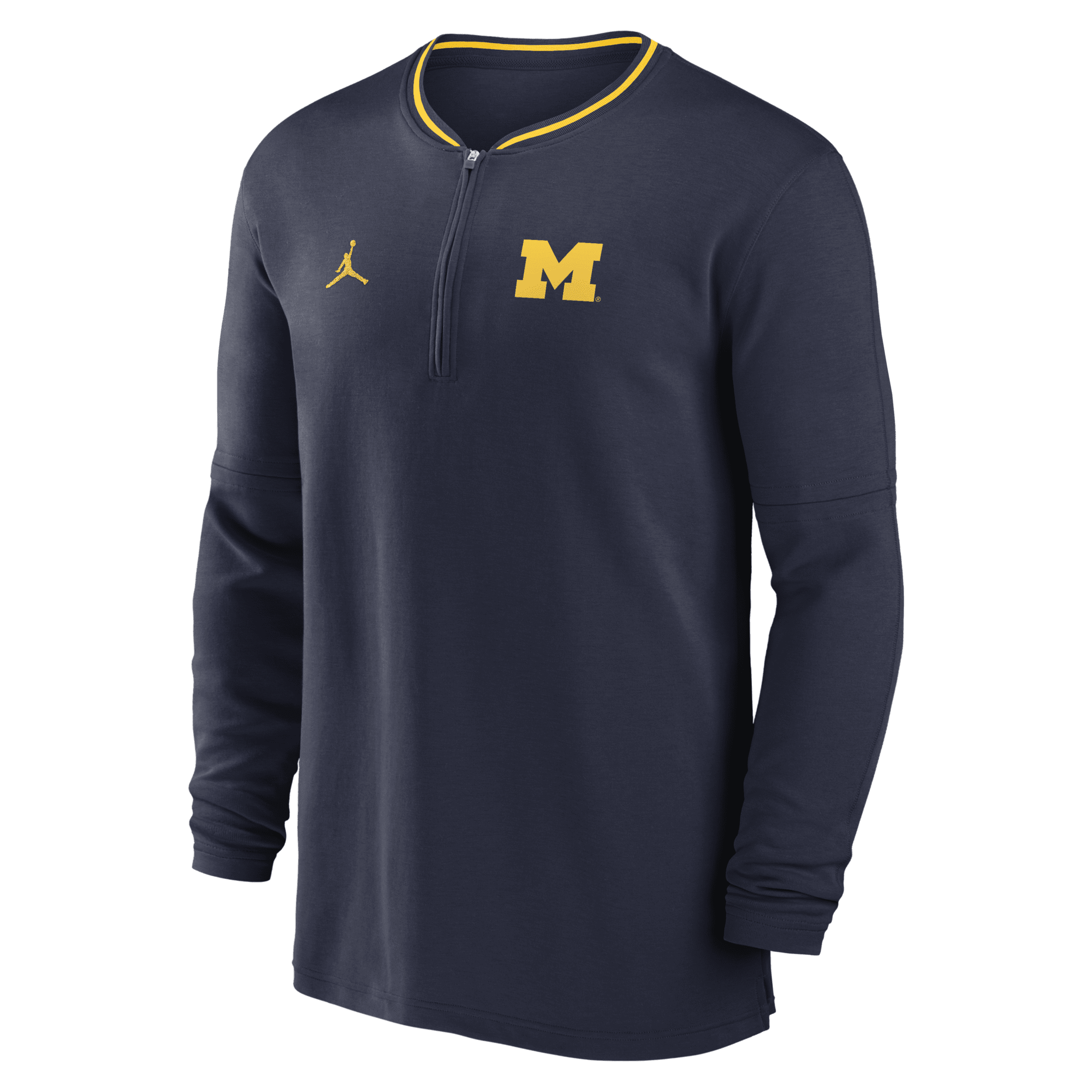 Jordan Men's Michigan Wolverines Sideline Coach Dri-fit College 1/2-zip Long-sleeve Top In Blue