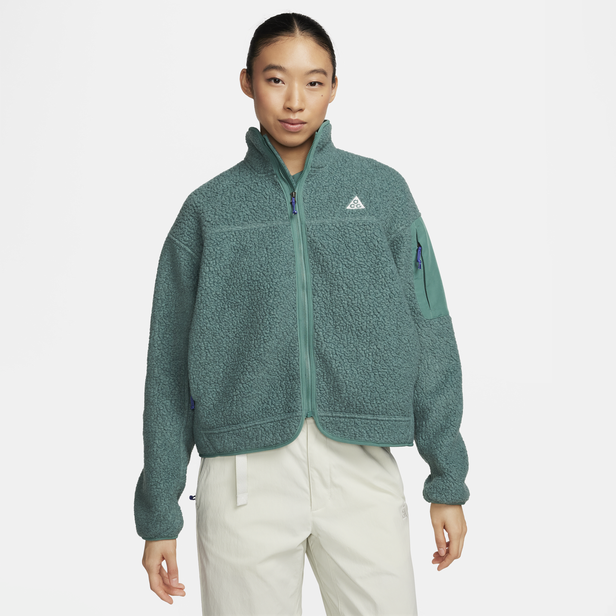 Shop Nike Women's  Acg "arctic Wolf" Polartecâ® Oversized Fleece Full-zip Jacket In Green