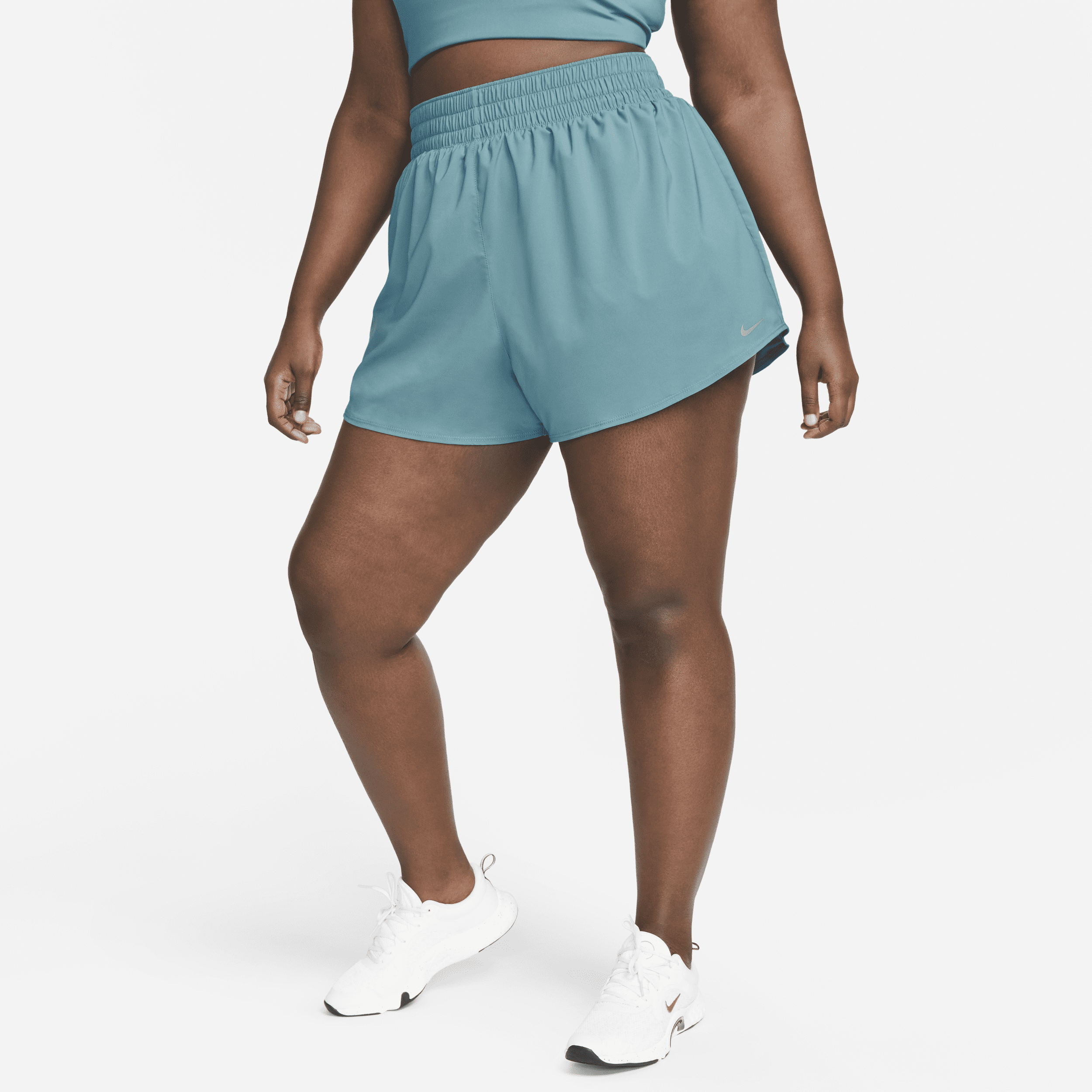Nike Women's Dri-fit One High-waisted 3" Brief-lined Shorts (plus Size) In Blue