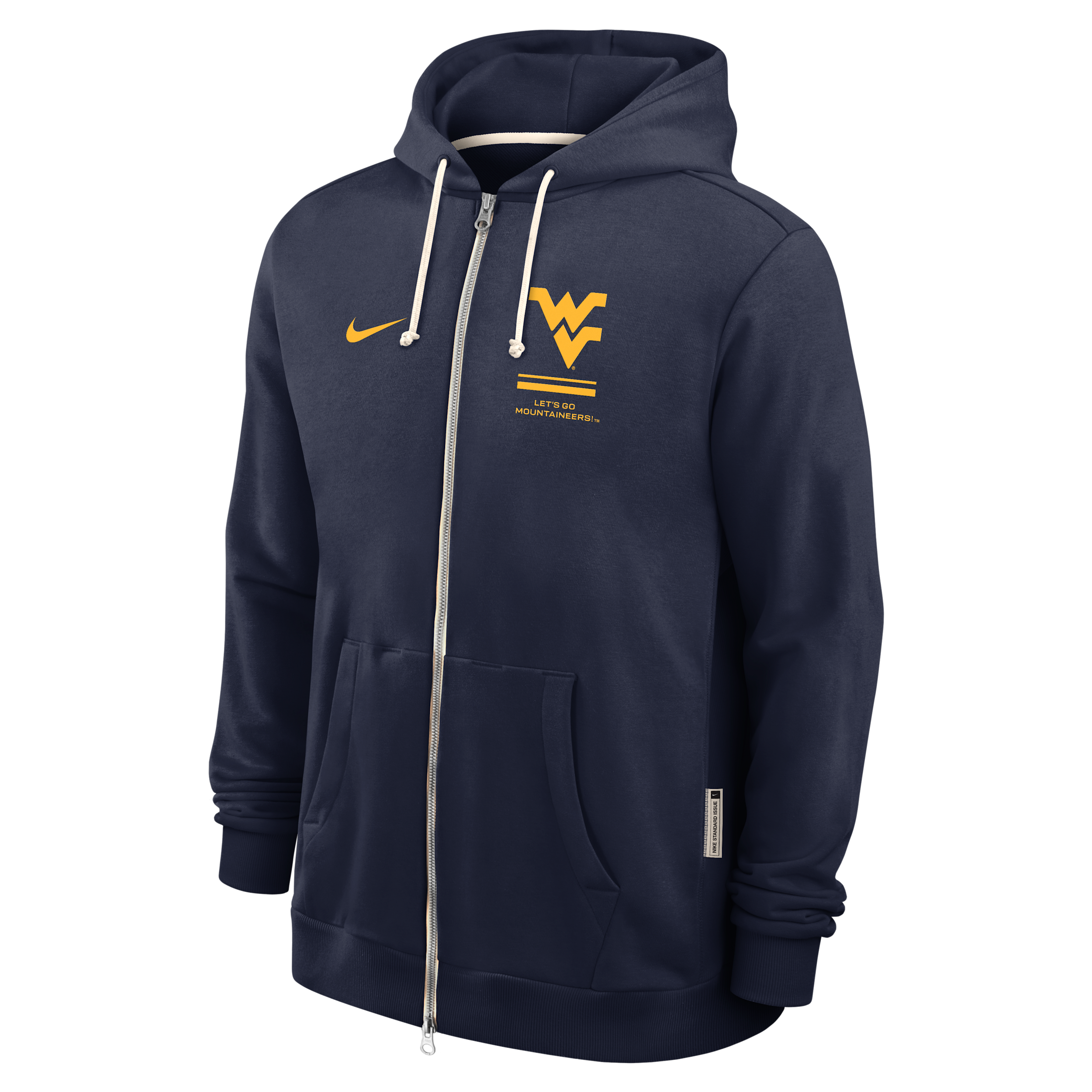 West Virginia Sideline Standard Issue Nike Men's Dri-FIT College Full-Zip Hoodie in Blue | 03AV41SWVN-1FA