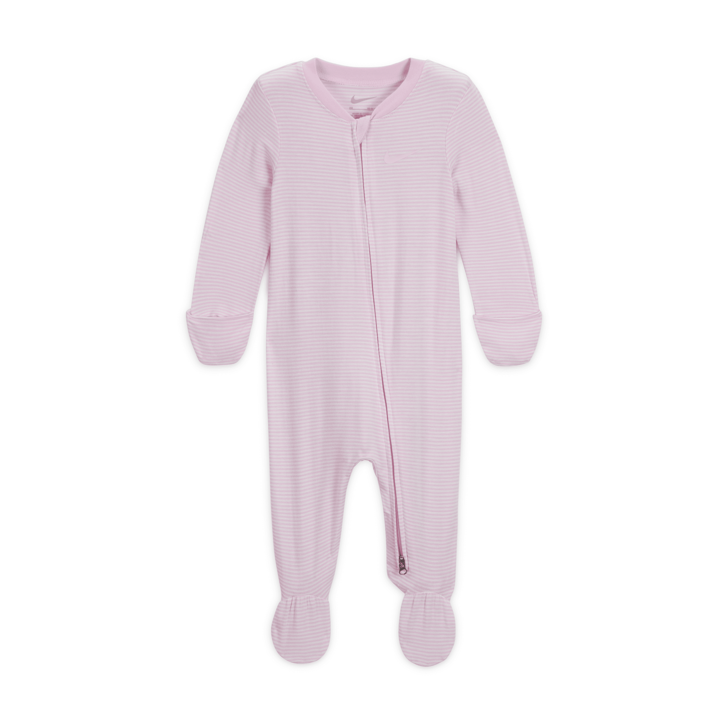 Shop Nike Baby Essentials Baby (0-9m) Striped Footed Coverall In Pink