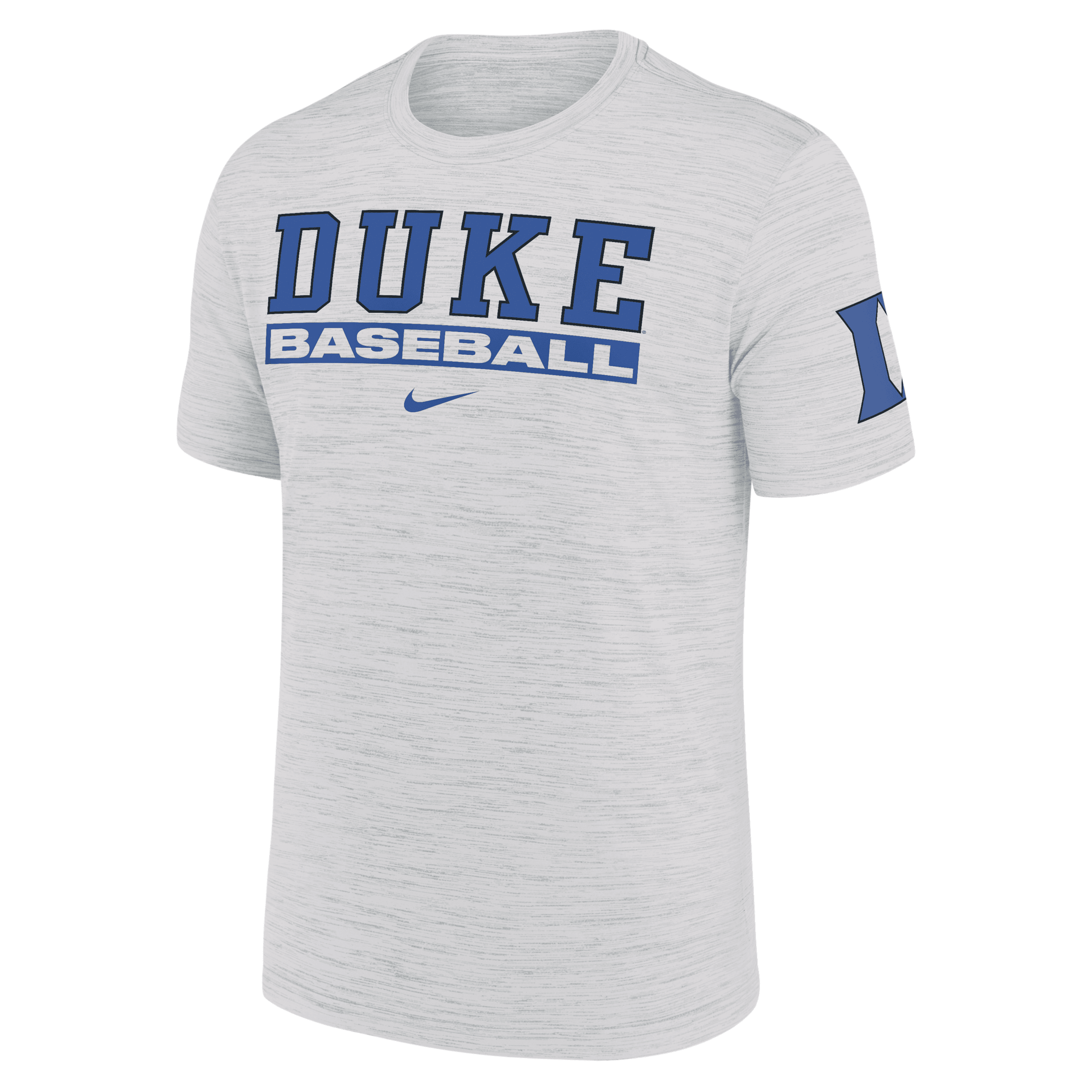 Nike Ash Duke Blue Devils Velocity Baseball Wordmark Stack Performance T-shirt In White