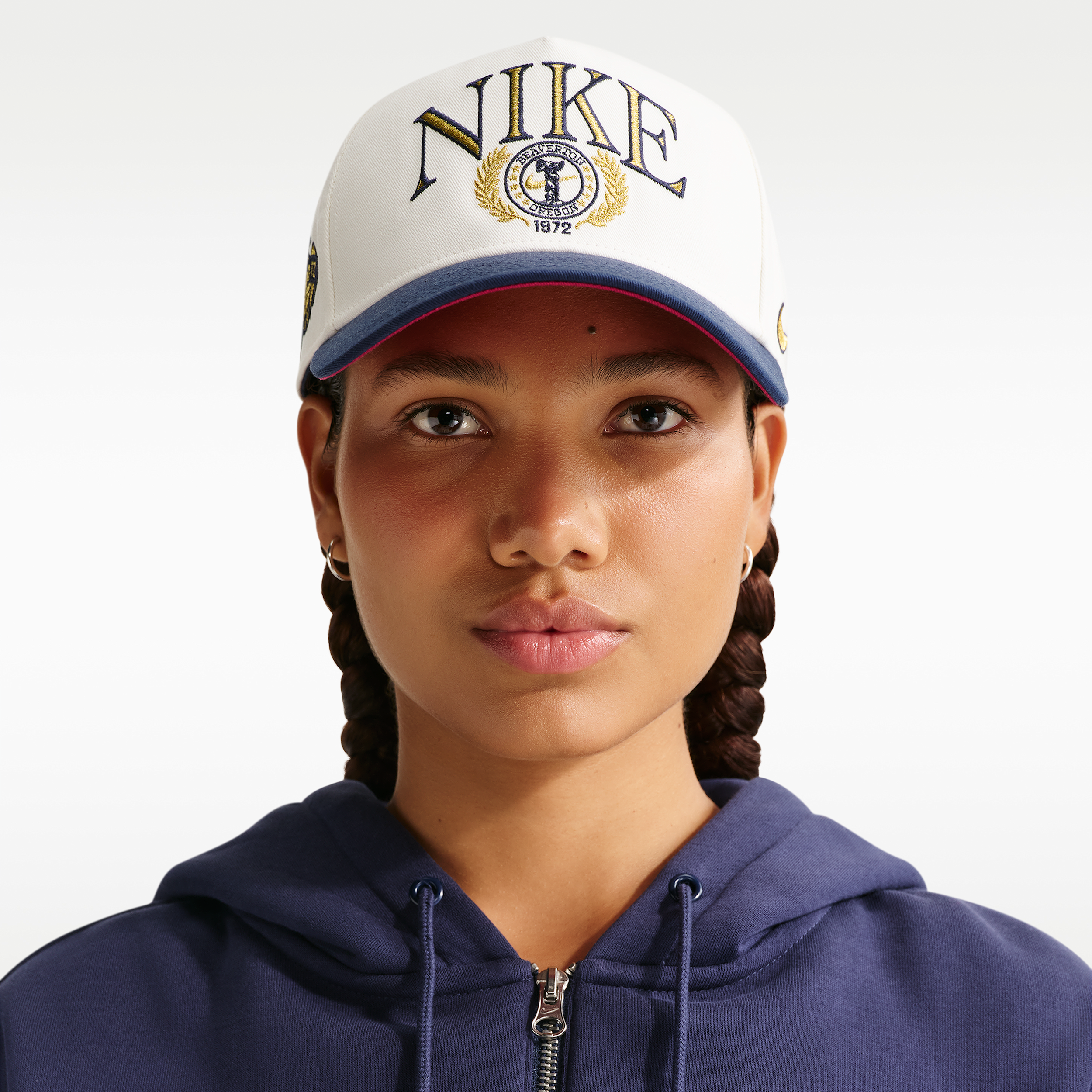 Nike Rise Structured A-Frame Cap, Men's, Small/Medium, Sail/Midnight Navy
