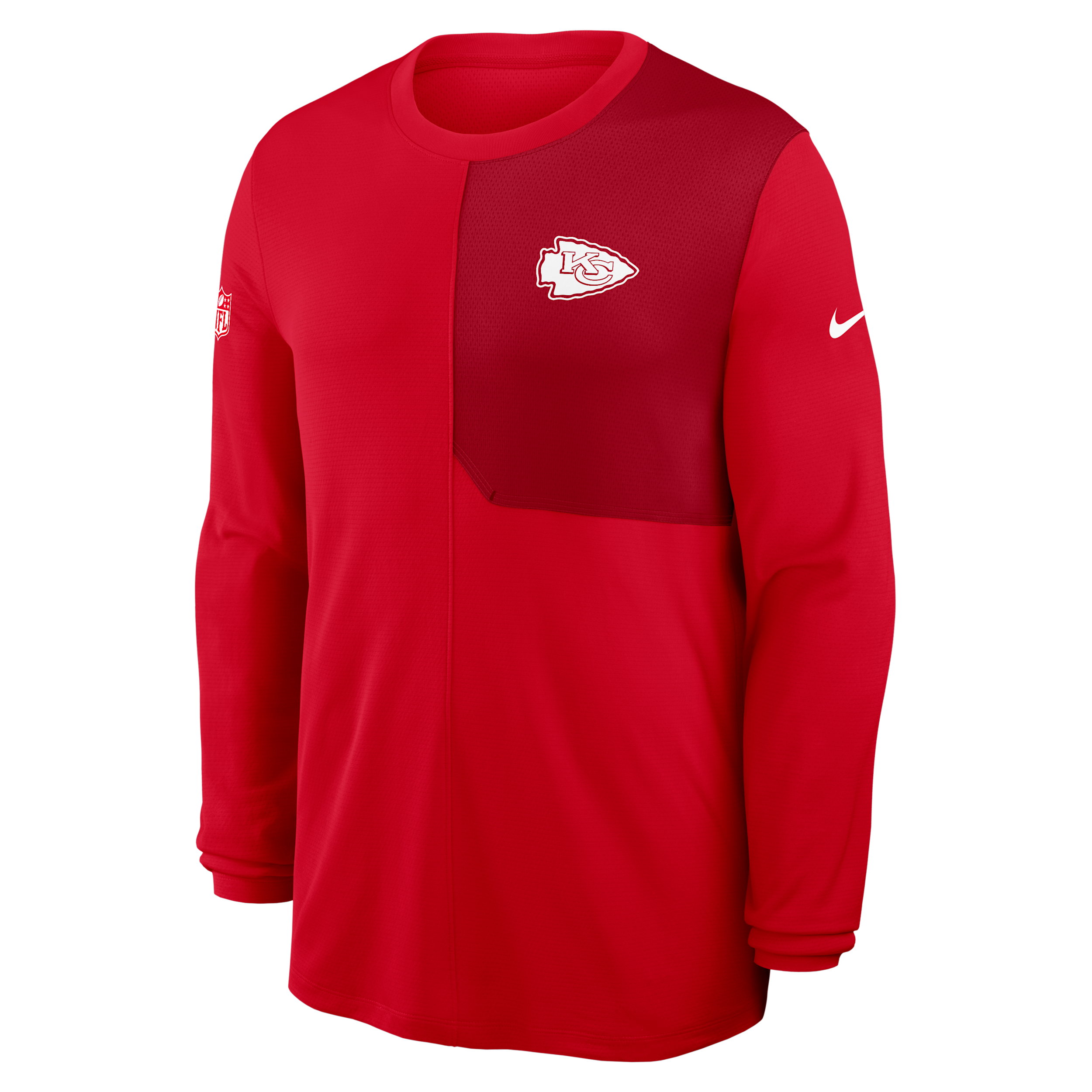 Kansas City Chiefs Sideline Coach Nike Men's Dri-FIT NFL Long-Sleeve Top in Red | 03B10CDS7G-81D