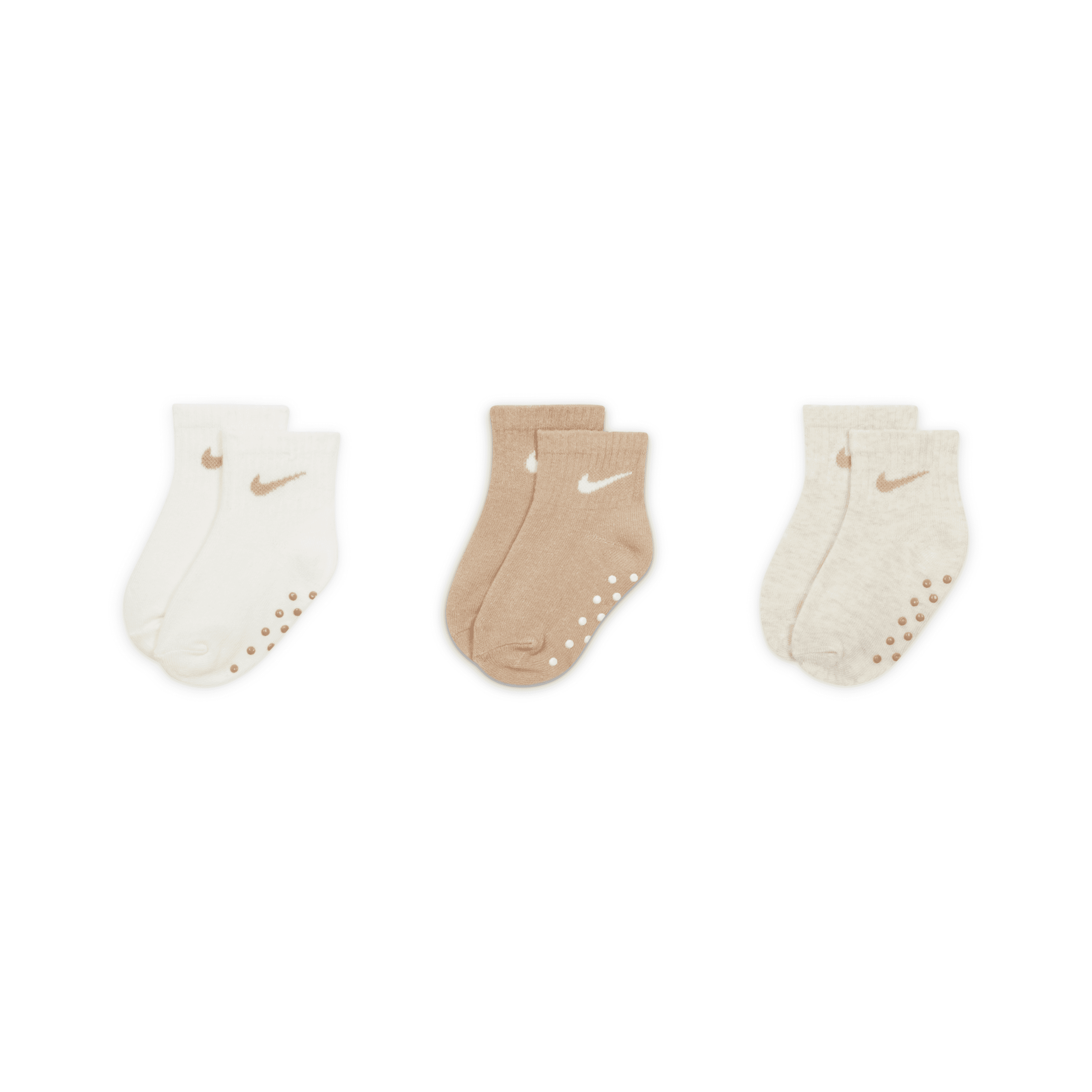 Nike Baby Swoosh Ankle Gripper Socks (3-pairs) In White