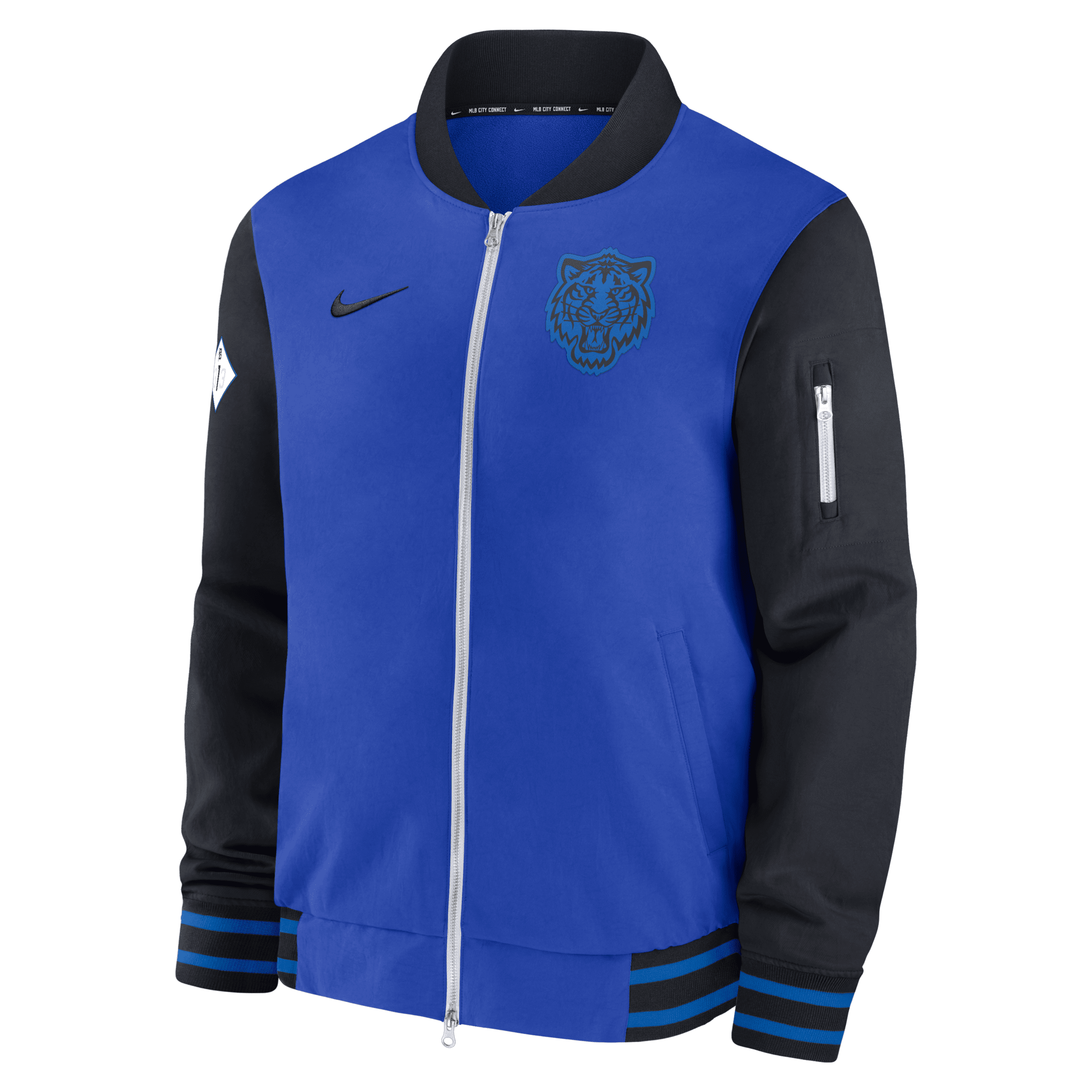 Nike Detroit Tigers Authentic Collection City Connect Game Time  Men's Mlb Full-zip Bomber Jacket In Blue
