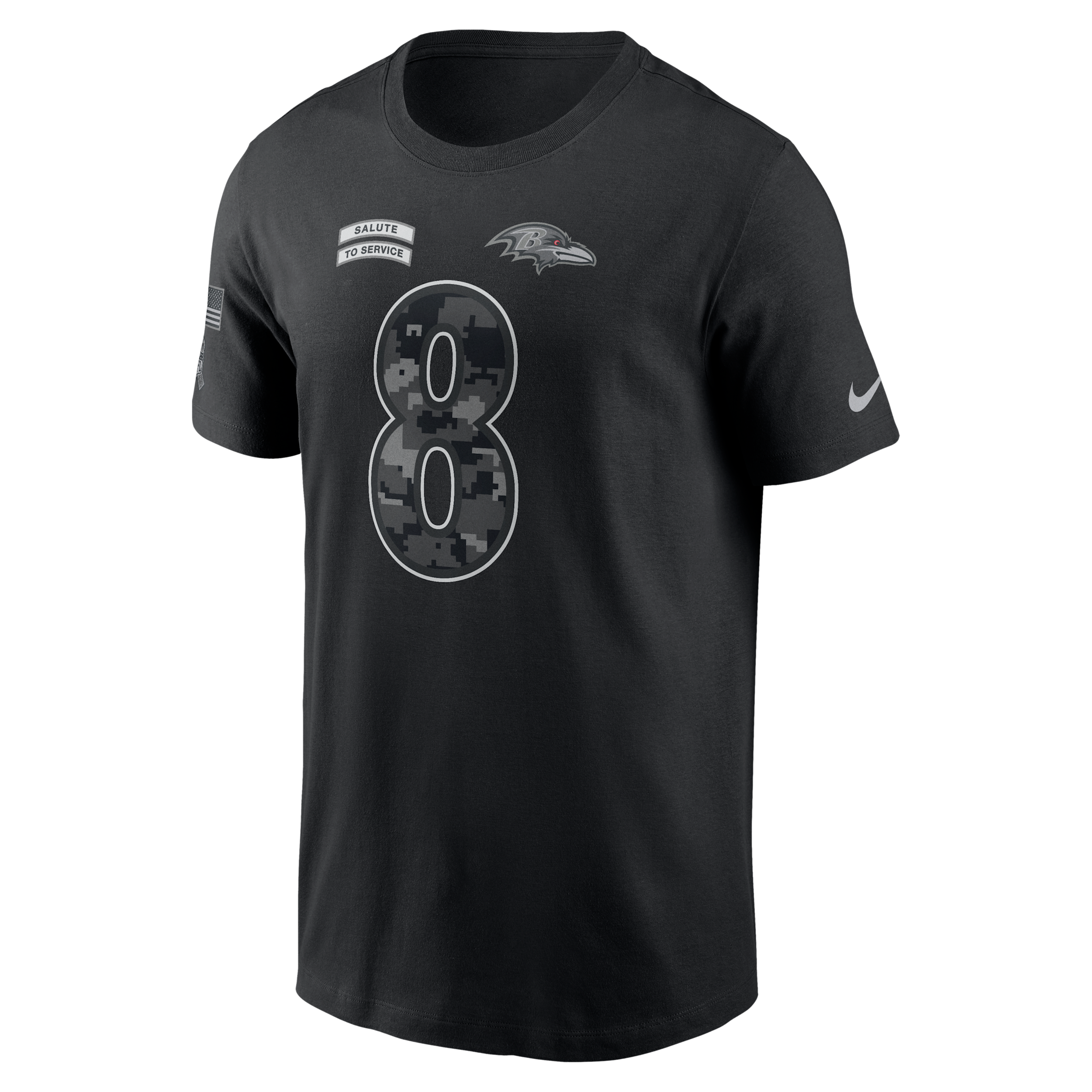 Lamar Jackson Baltimore Ravens Salute to Service Nike Men's NFL T-Shirt in Black | N19900AF33-GX7