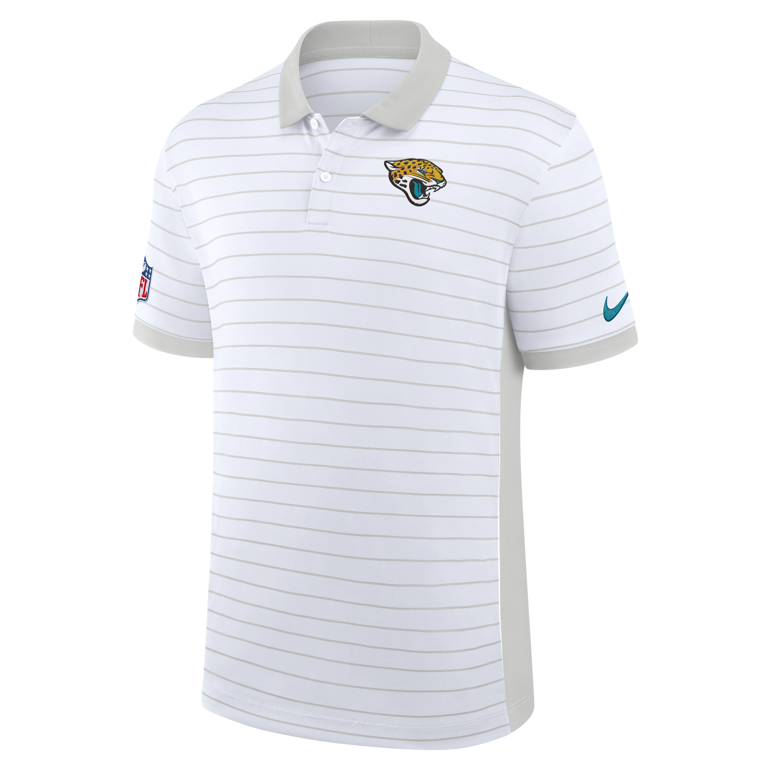 Jacksonville Jaguars Sideline Victory Stripe Nike Men's Dri-FIT NFL Polo in White | 03BG0CEB9N-RPE