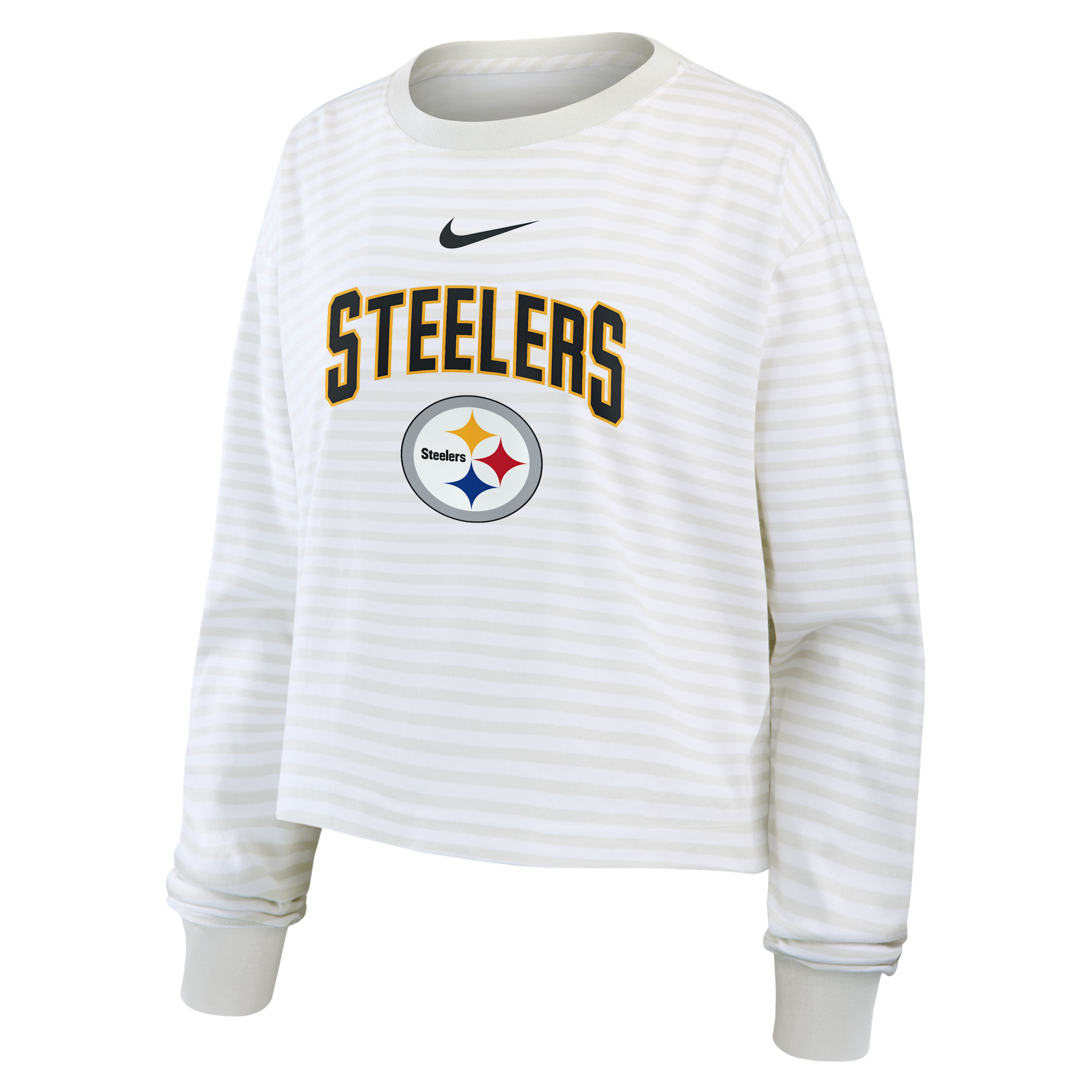 Pittsburgh Steelers Primetime Nike Women's Cropped Long-Sleeve T-Shirt in White | 05KV0CEB7L-PFN