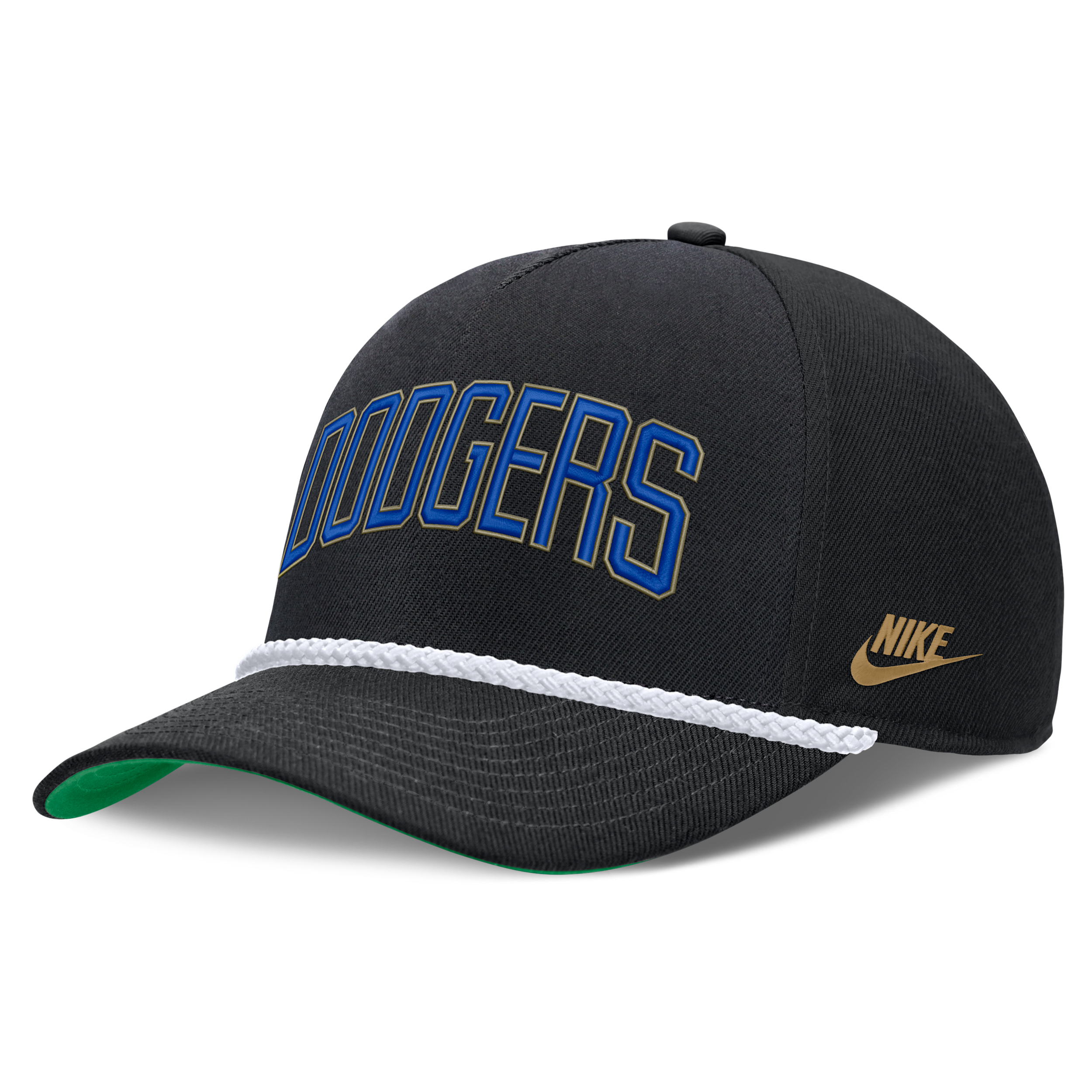 Nike Men's Black Brooklyn Dodgers Cooperstown Collection Rise Adjustable Hat - Black, Green