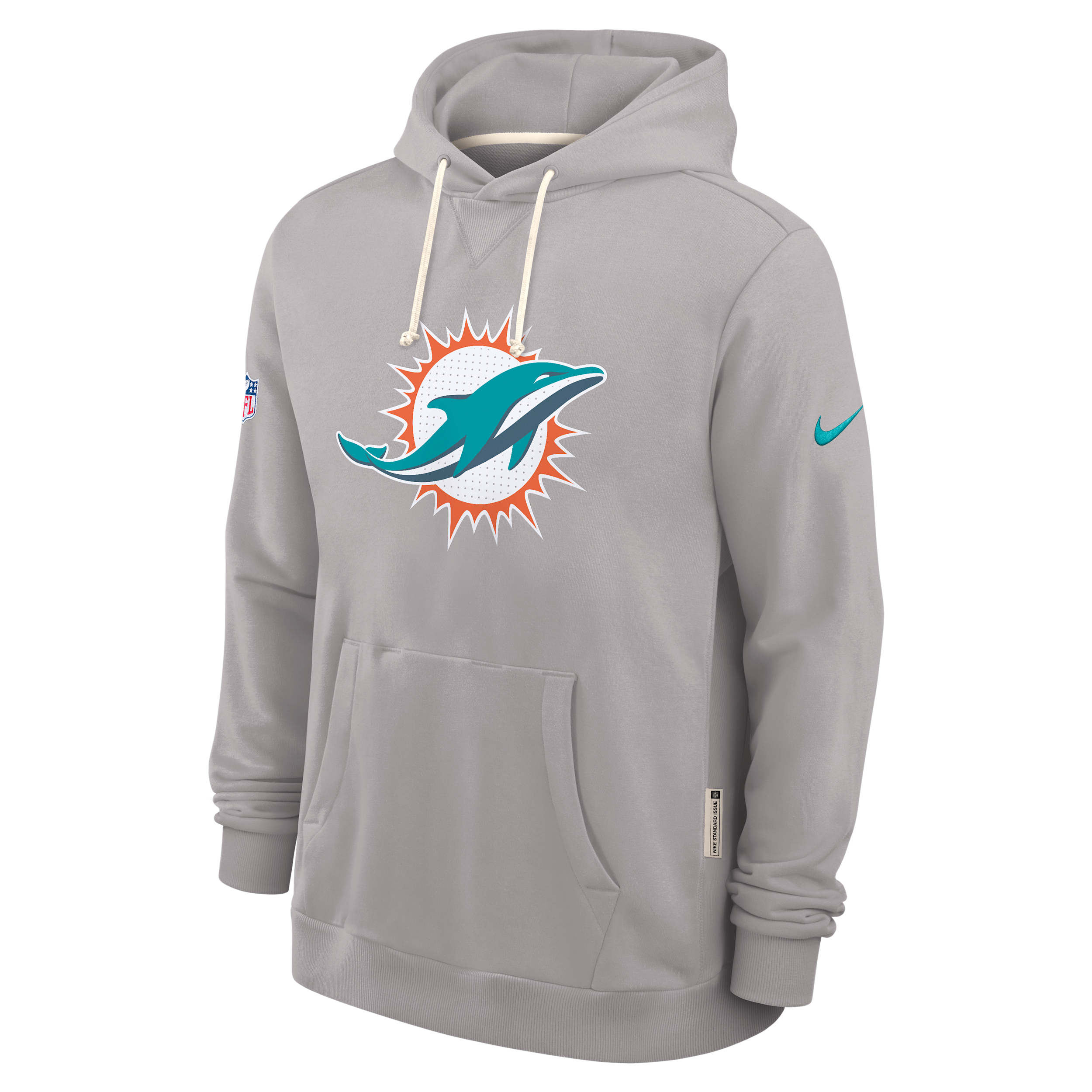 Nike Charcoal Miami Dolphins Sideline Standard Issue Initial Home Dri-fit Hoodie In Gray