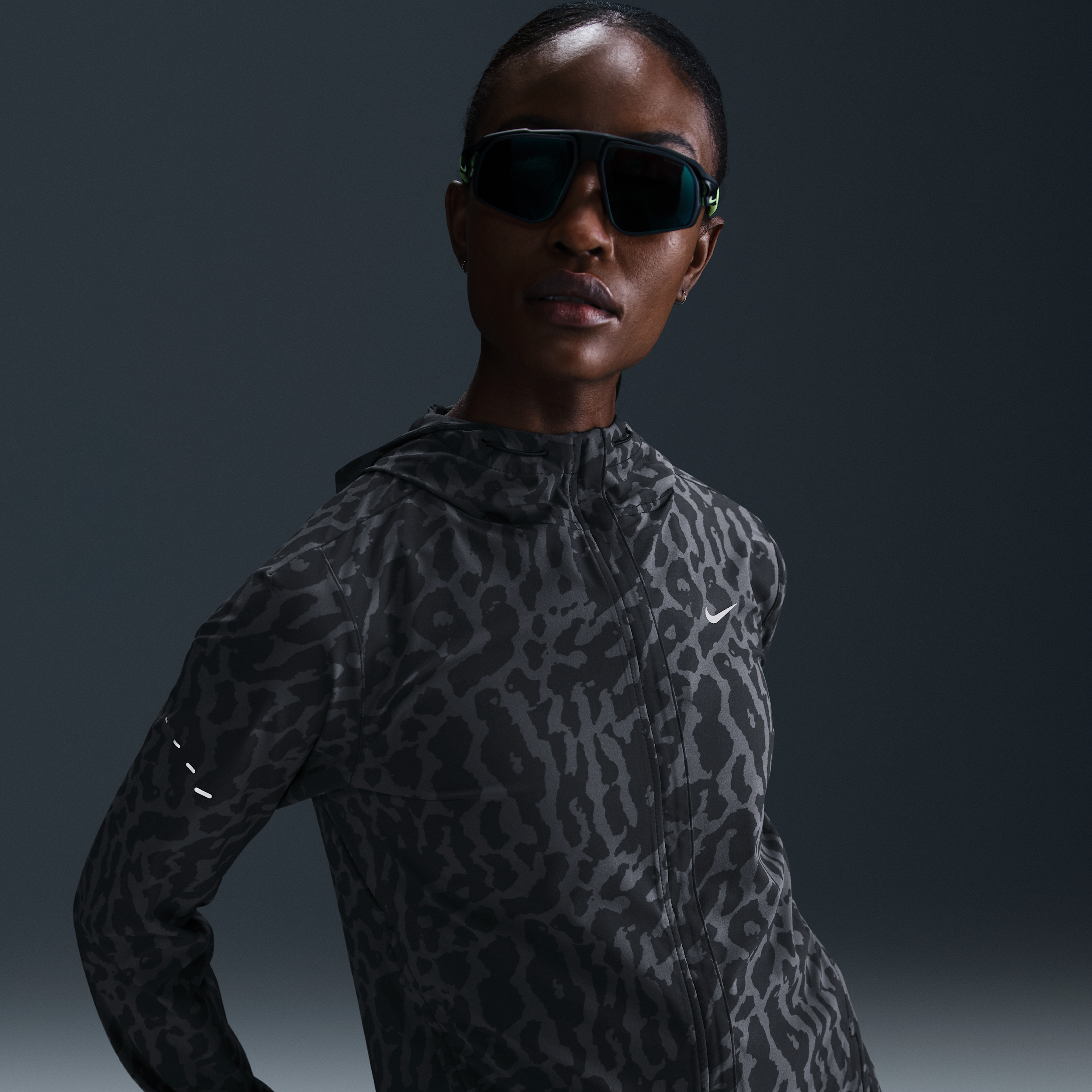 Nike Women's Swift Dri-fit Packable Running Jacket In Animal Print