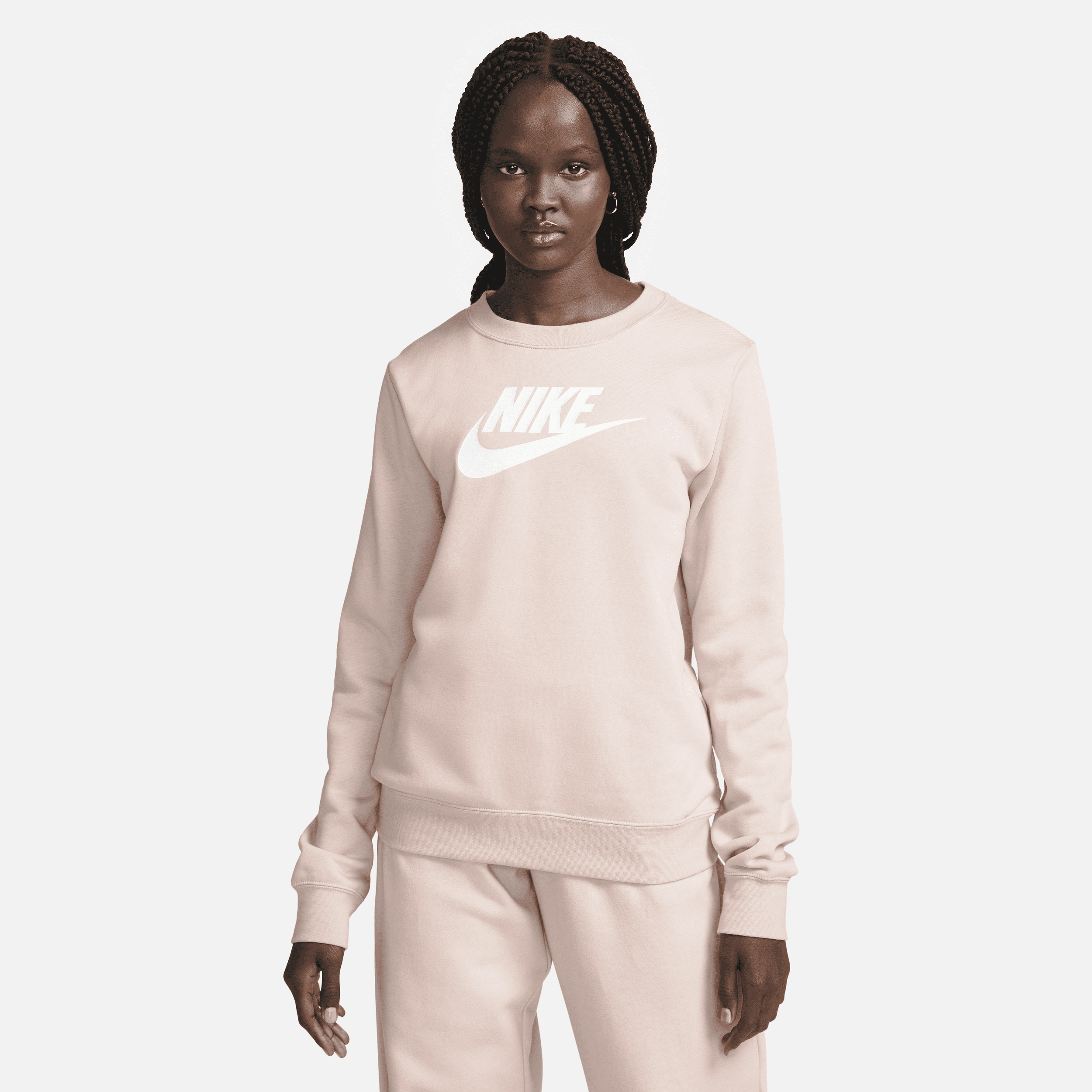Nike Women's  Sportswear Club Fleece Logo Crew-neck Sweatshirt In Pink