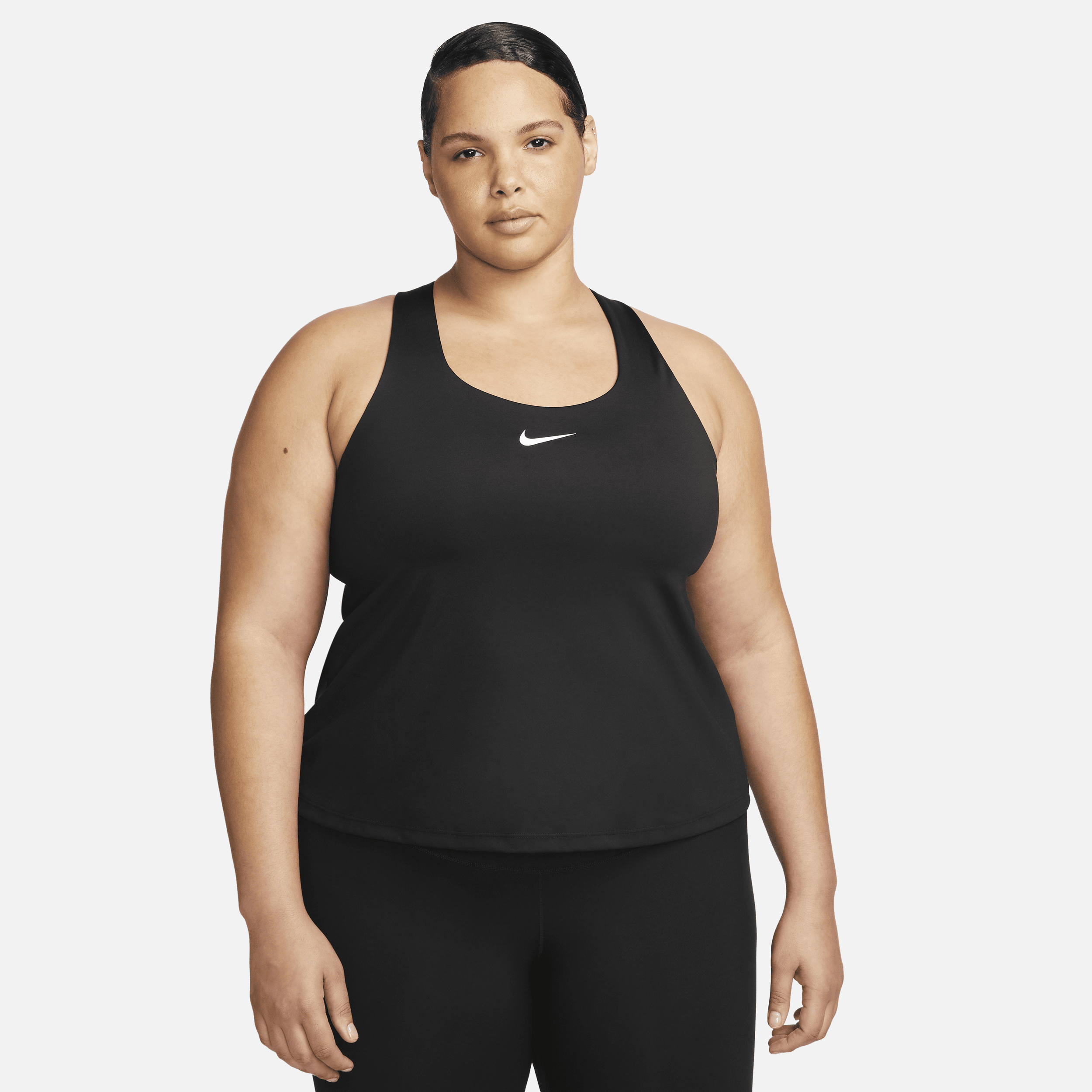 Shop Nike Women's Swoosh Medium-support Padded Sports Bra Tank Top (plus Size) In Black