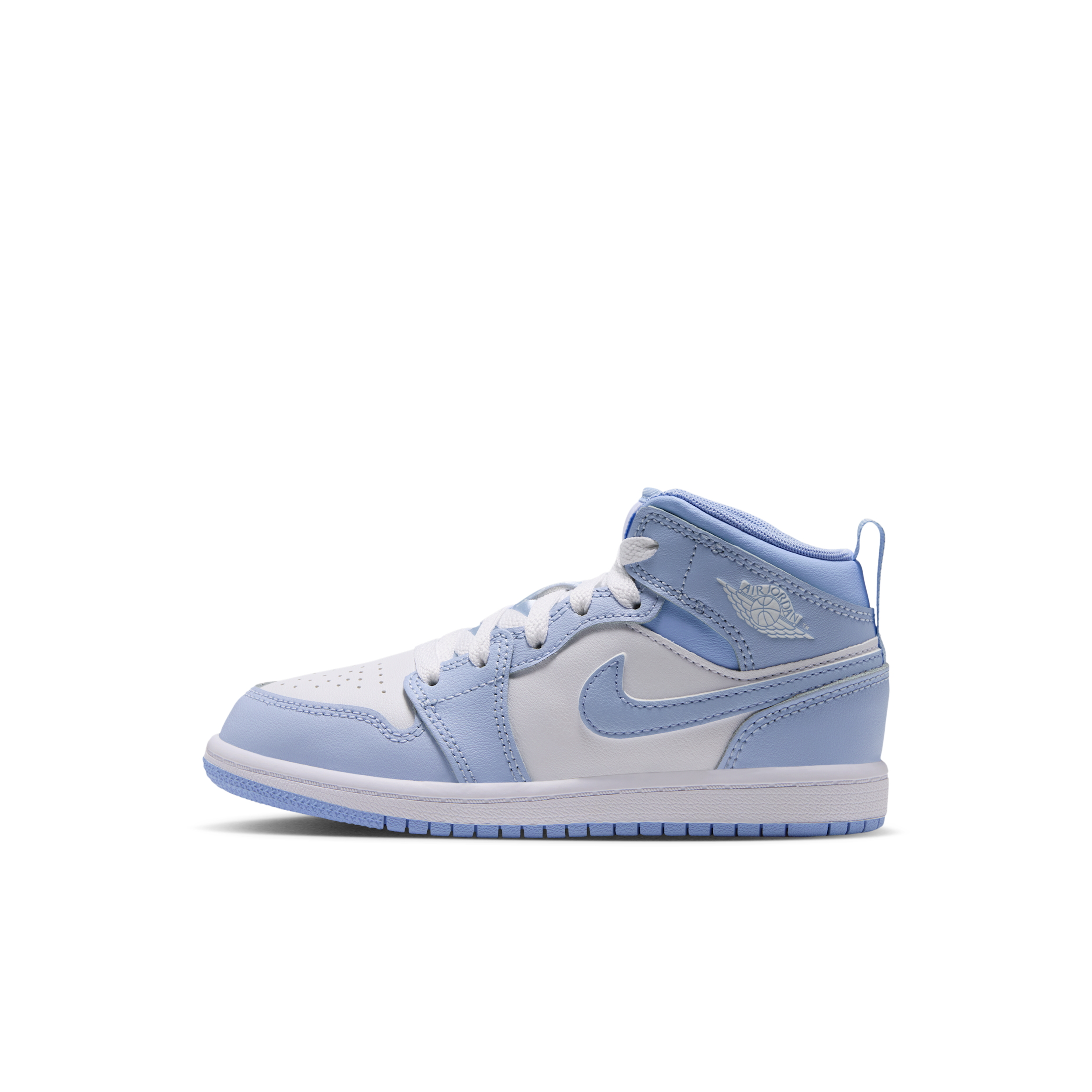 Jordan Kids' Preschool Air Jordan 1 Mid Basketball Shoes, Size 3, Hydrogen Blue/White/Aluminum