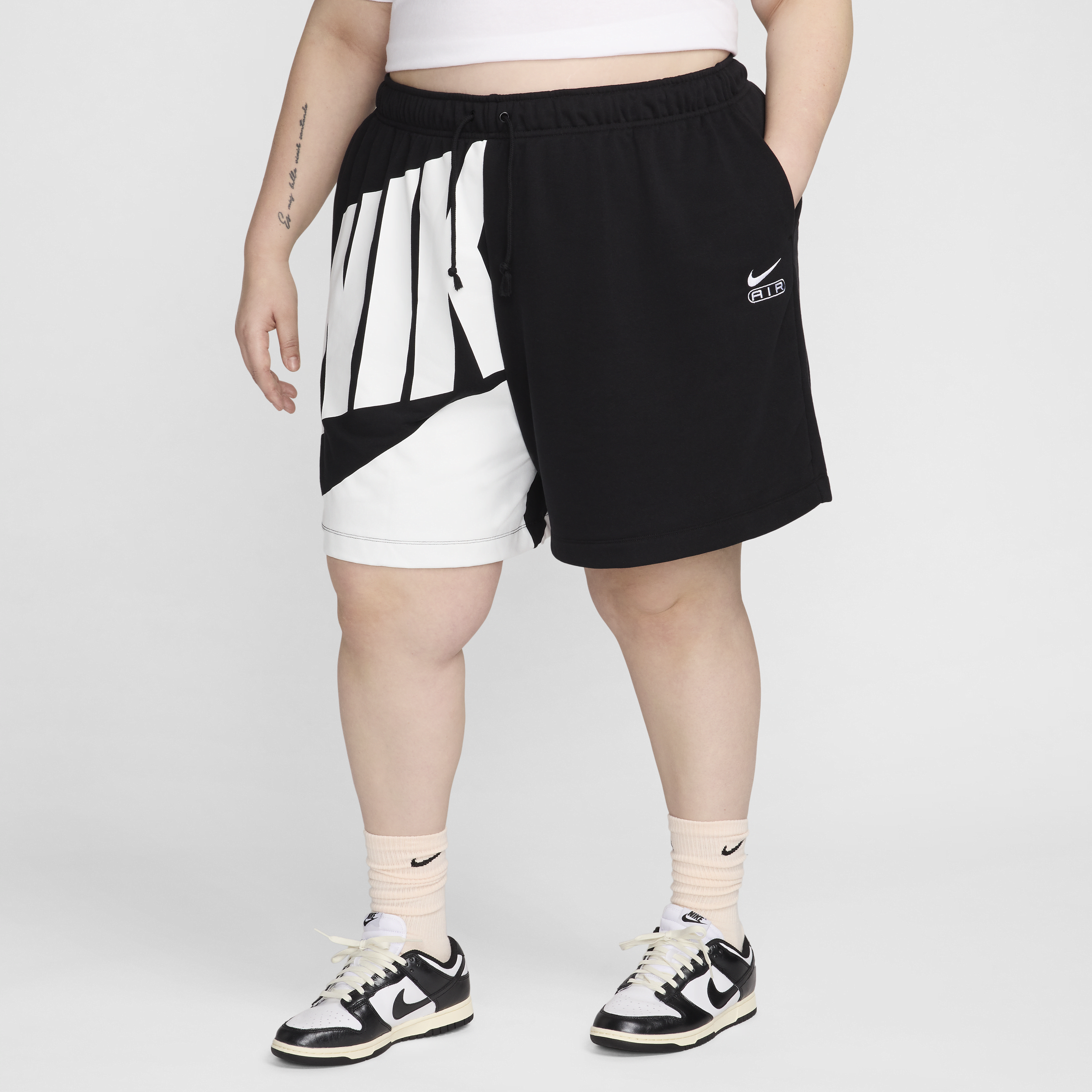Nike Women's Air Mid-rise 6" French Terry Shorts (plus Size) In Black
