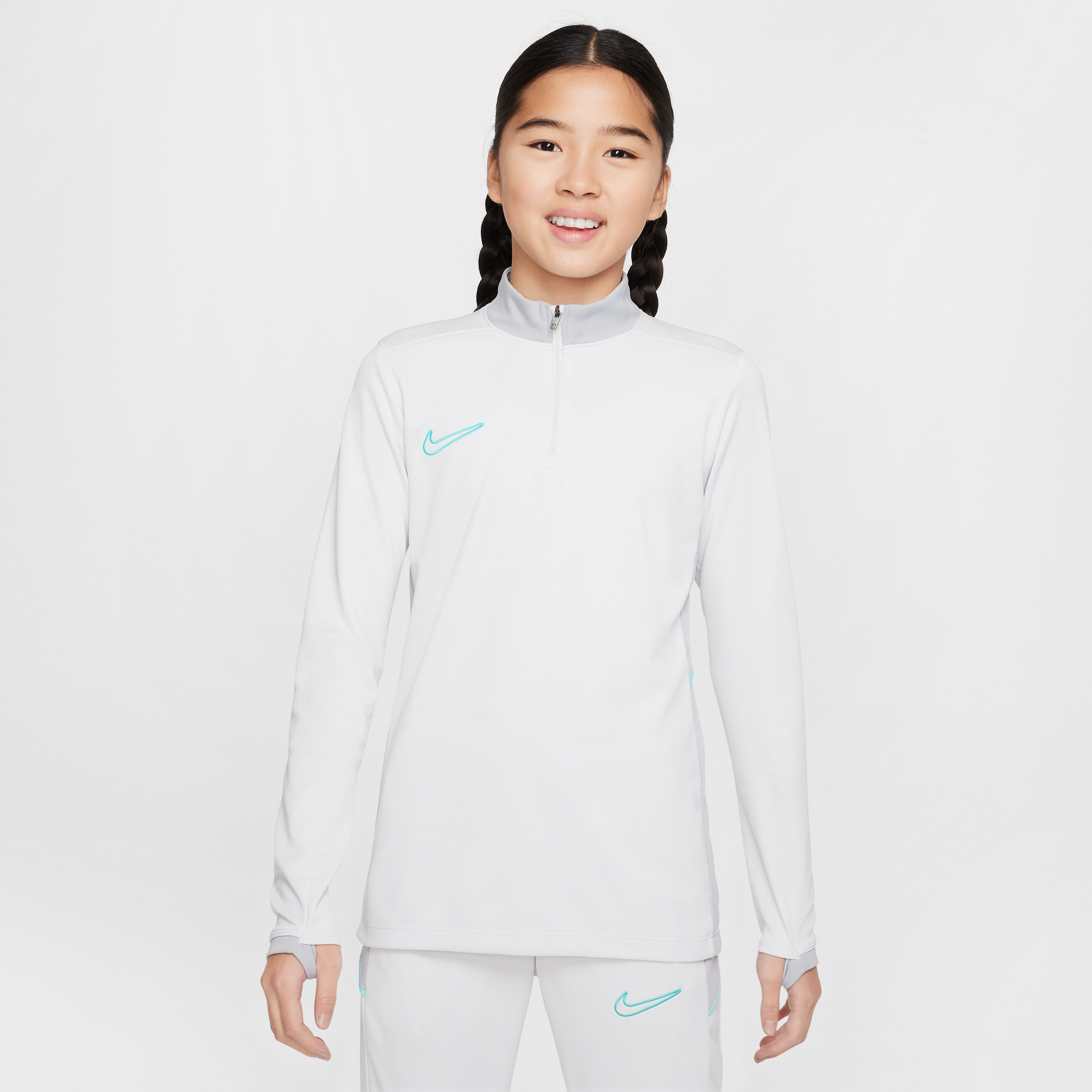 Nike Academy Big Kids' Dri-fit Long-sleeve 1/4-zip Soccer Drill Top In Grey