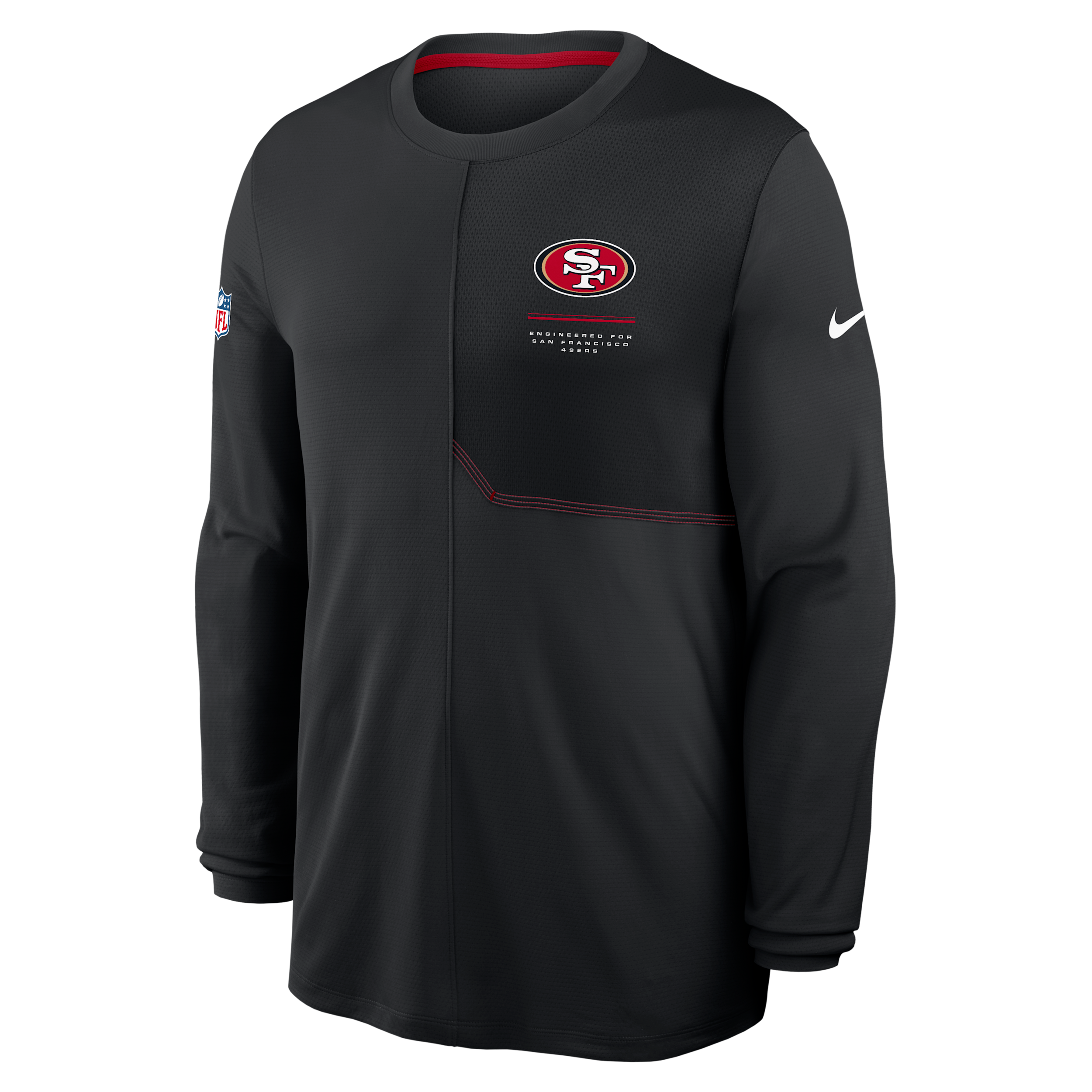 San Francisco 49ers Sideline Coach Nike Men's Dri-FIT NFL Long-Sleeve Top in Black | 03B1048Y9B-B8B