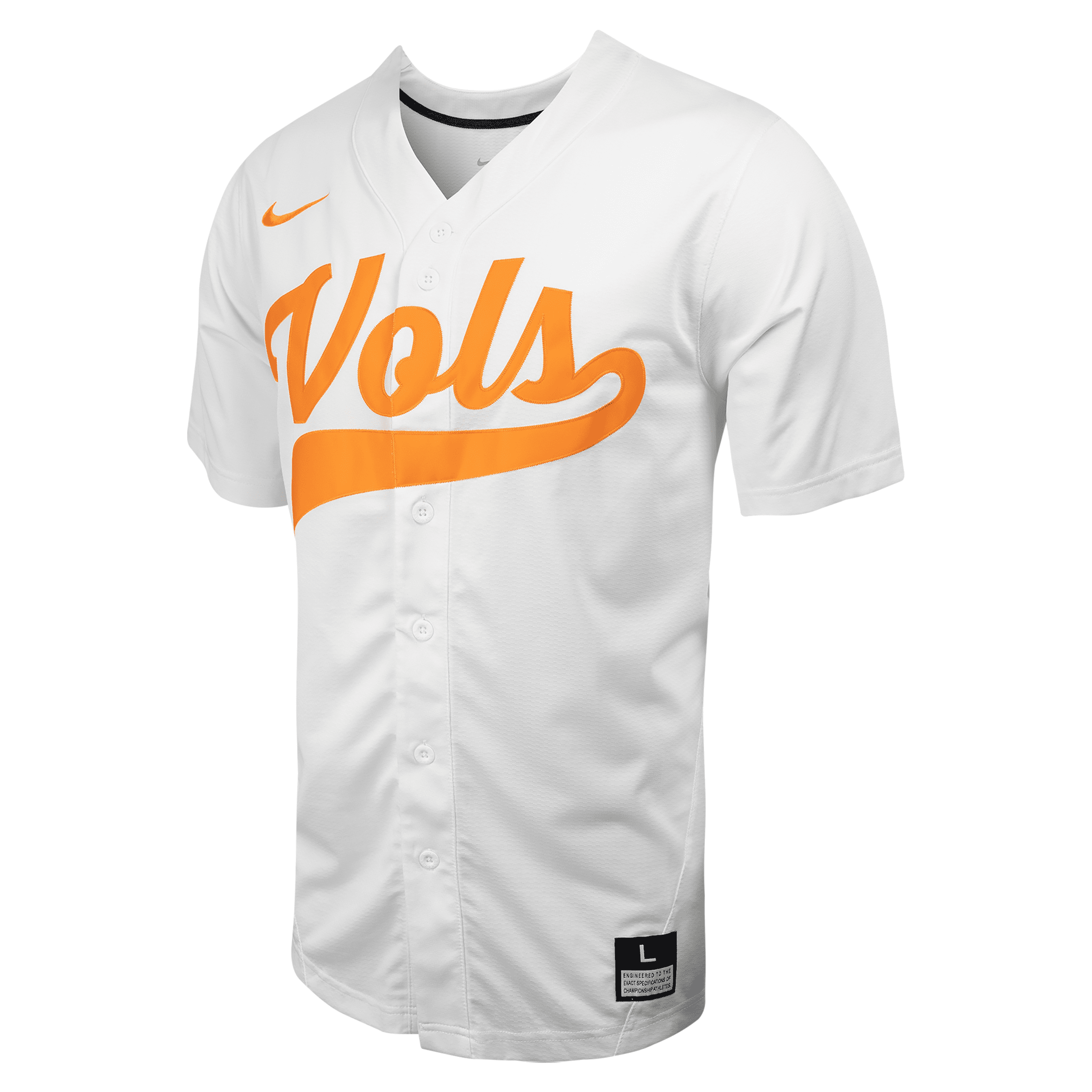 Nike Tennessee Men's College Full-button Baseball Jersey In White