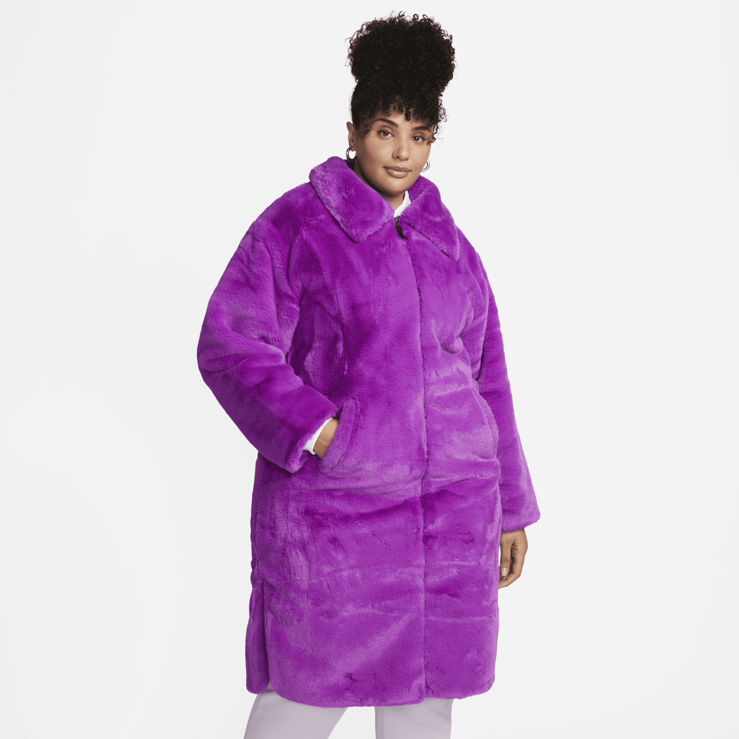 Nike WMNS Plush Faux Fur Long Jacket Purple