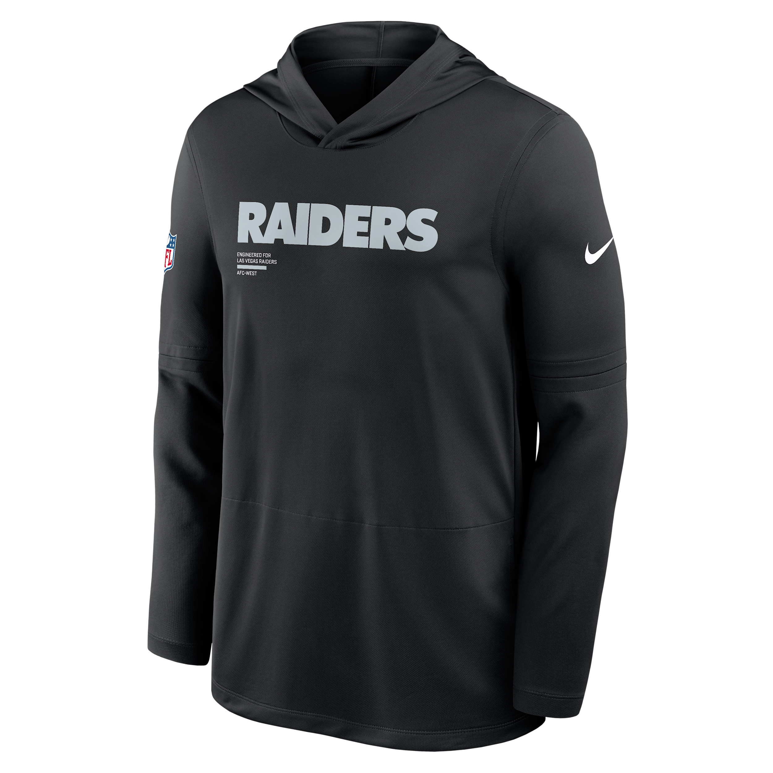 Nike Black Las Vegas Raiders Sideline Pure Fury Performance Long Sleeve Hoodie T-shirt In Black