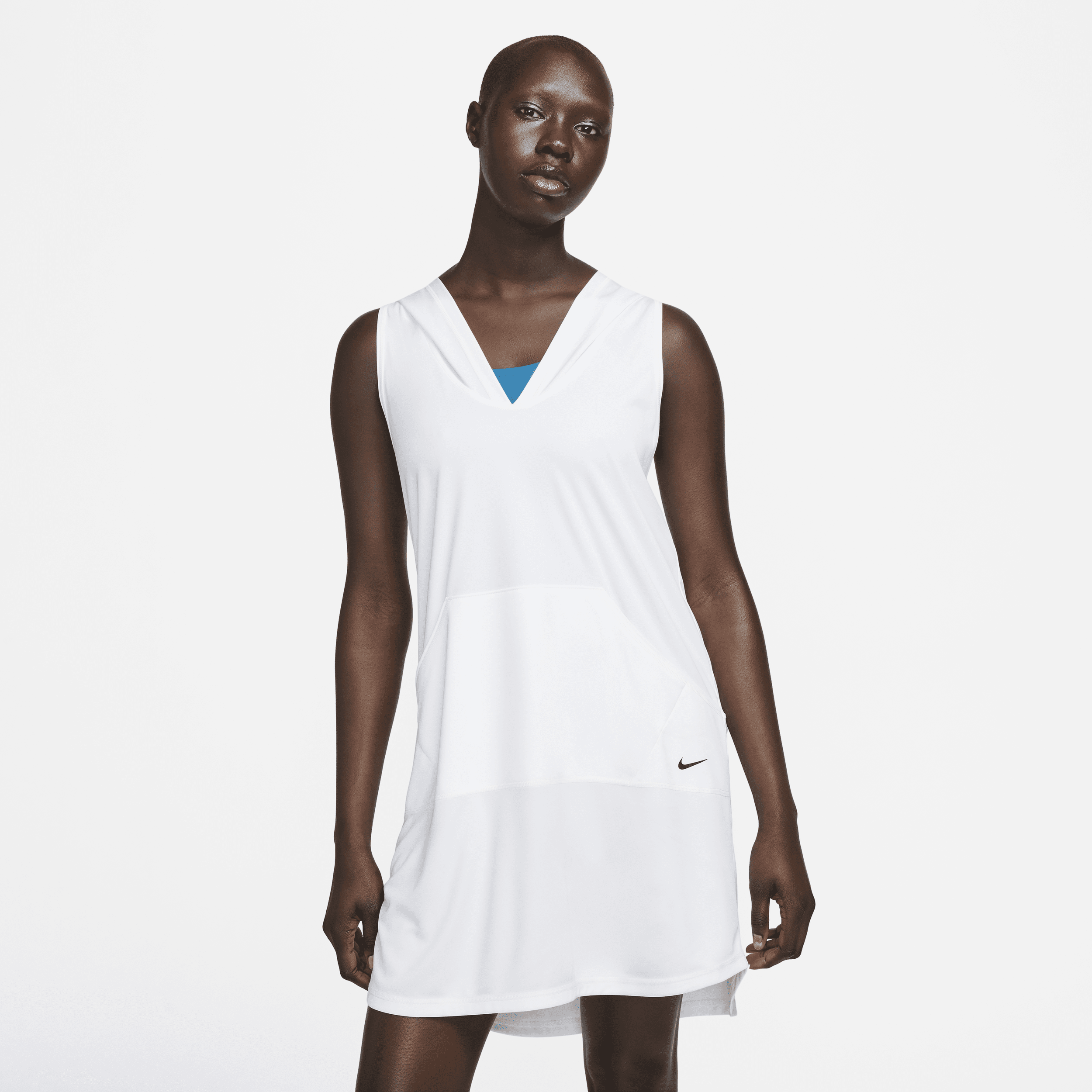 Nike Women's Solid Cover-up Hooded Dress In White