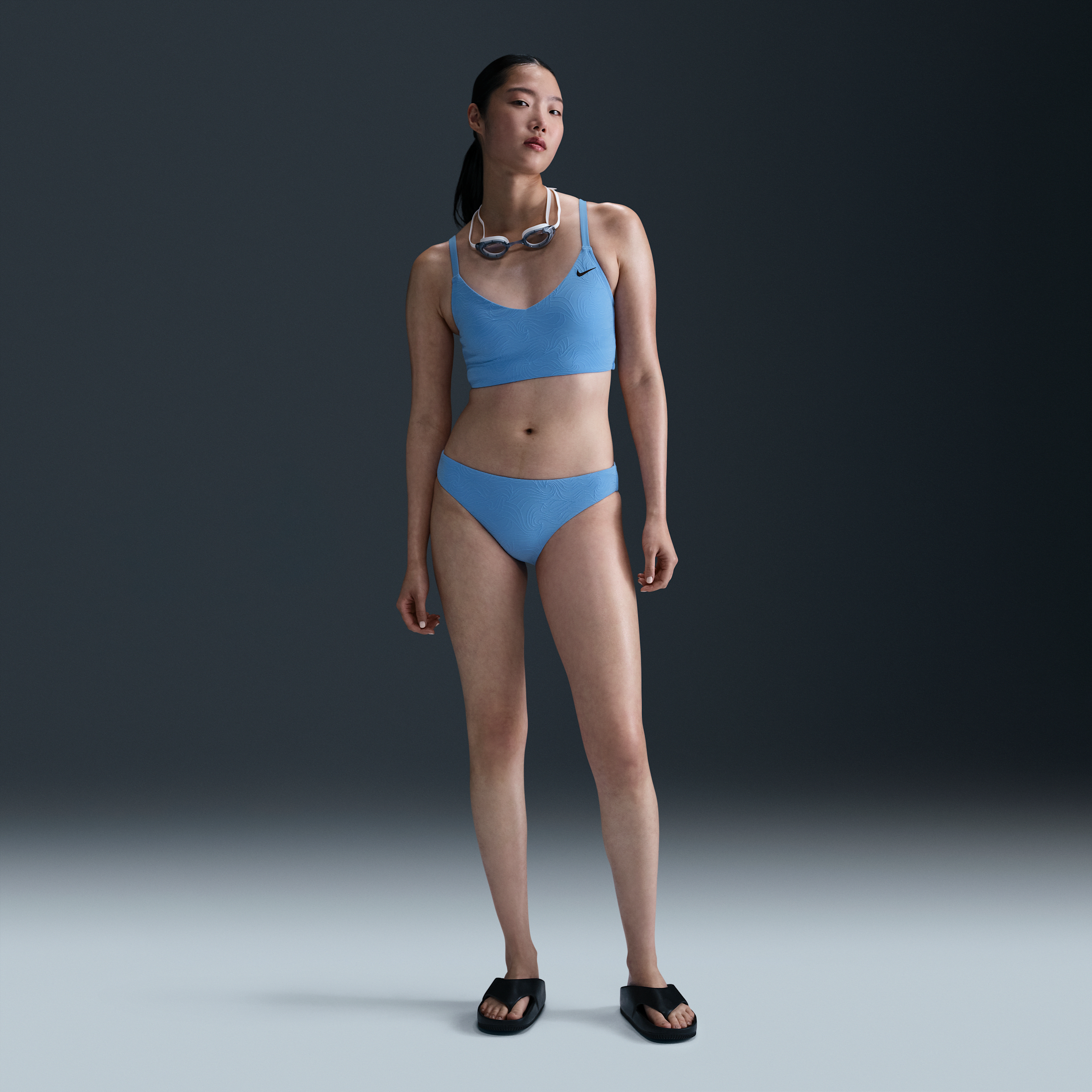 Nike Women's Swim Water Texture Hipster Bikini Bottom In Blue