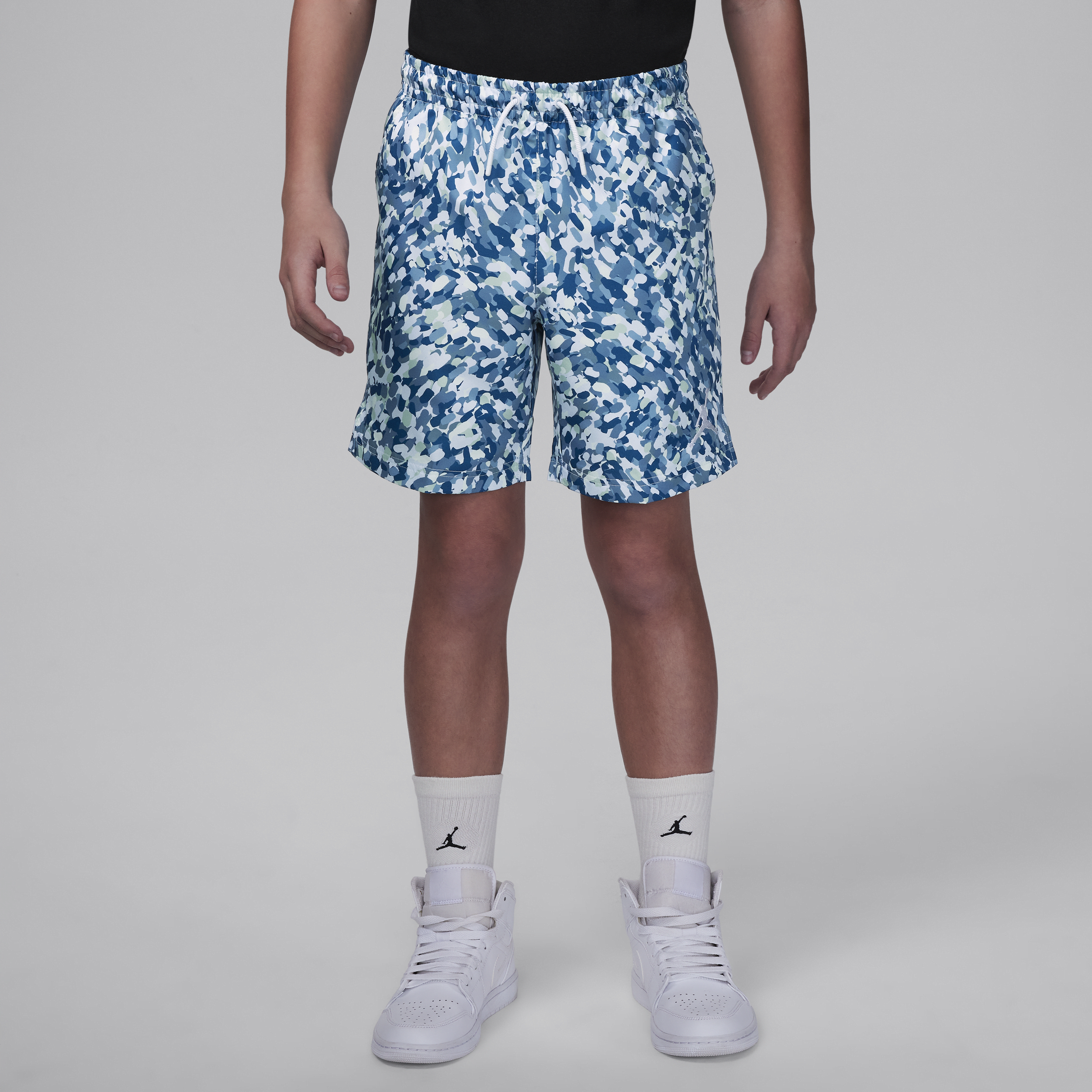 Shop Jordan Mj Essentials Poolside Big Kids' Printed Shorts In Blue